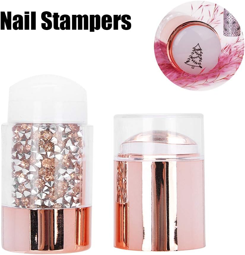 Double Head Nail Stampers Printing Scrapers Manicure Stamping Kit Silicone Stampers for Nail Art Lovers for Home Nail DIY
