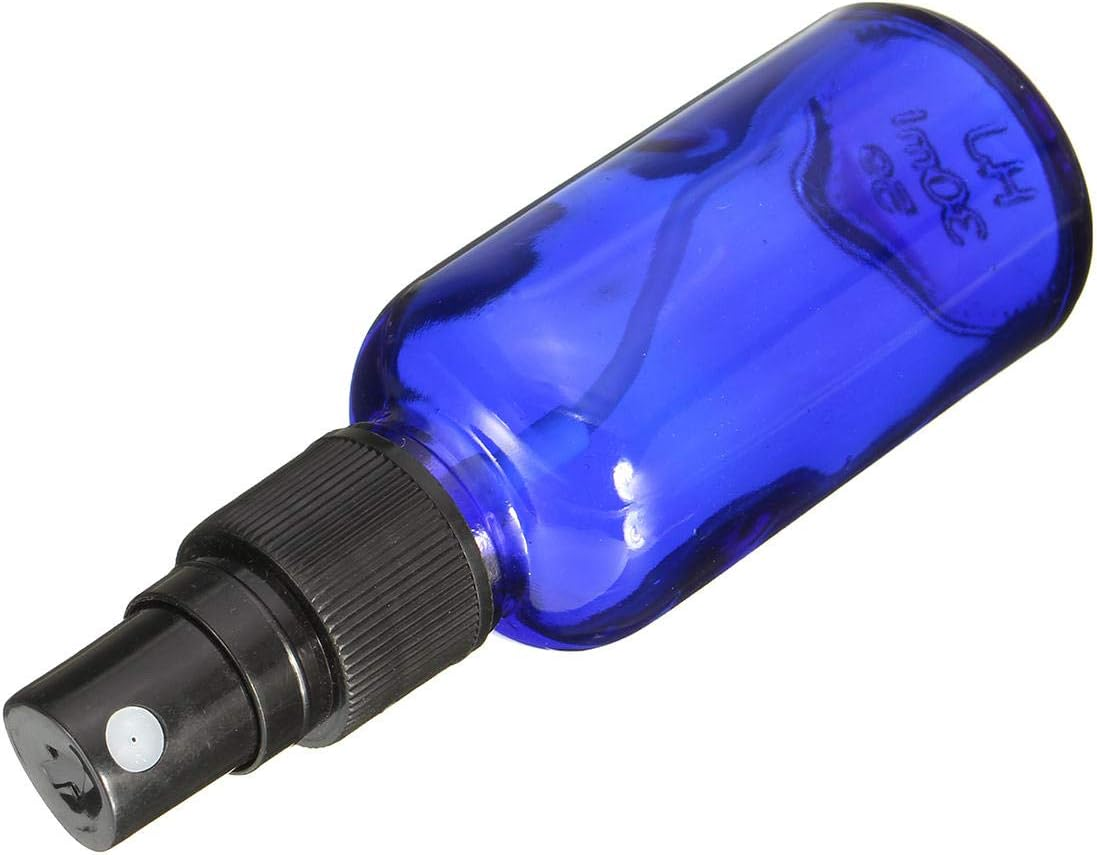 30Ml Blue Glass Spray Bottles with Black Fine Mist Sprayer Empty Essential Oils Perfume Atomizer Refillable Cosmetic Container,