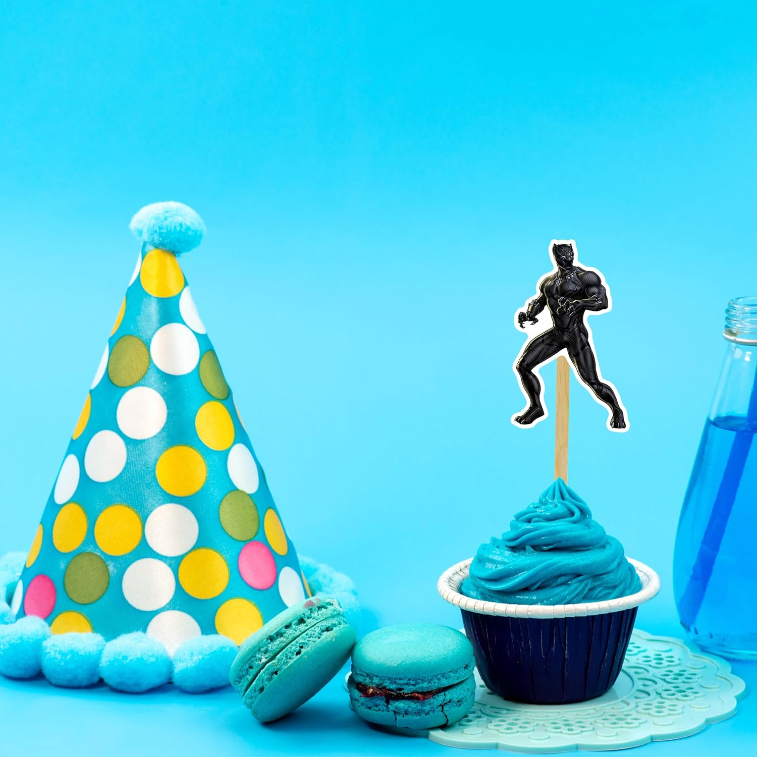Blck Pnter Cupcake Toppers &ndash; Inspired by Panther Power and Tribal Themes for Action-Packed Birthdays, Hero Parties, and Epic Dessert Displays.