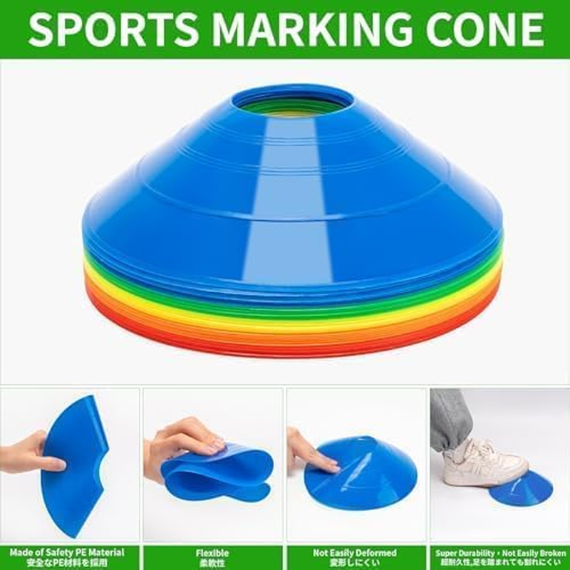 50 Pack Soccer Cones Multi-Colour Disc Cones for Football, Agility Drills & Sports Practice | 7.5" Durable PE Cones (5 Bright Colours) for All Ages & Skill Levels image number 4