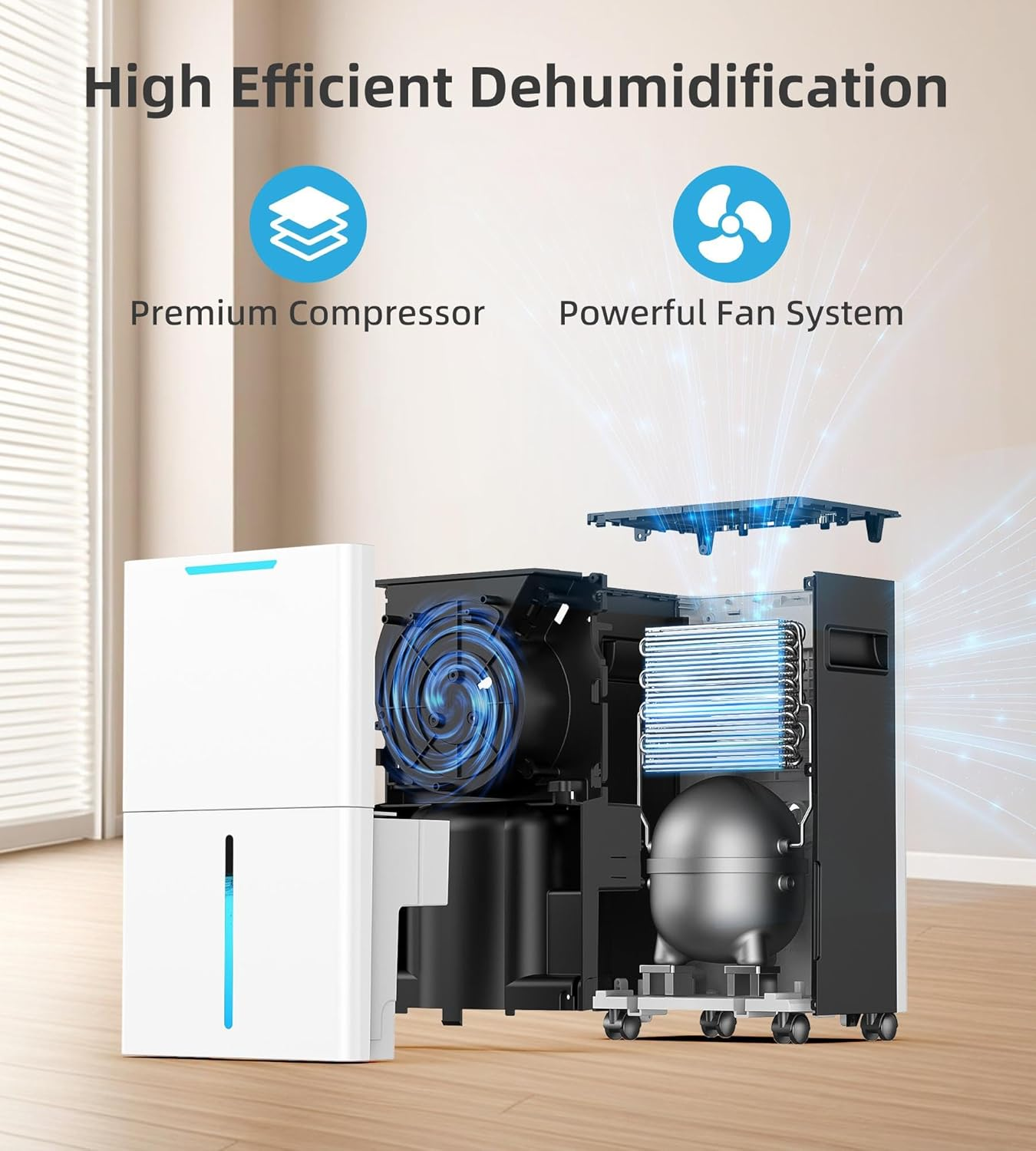 140M&sup2; (1500 Sq.Ft) 10L/Day Dehumidifier for Basement, Garage, Large Rooms W/Auto Drain Hose, Smart Humidity Control, 3 Modes, 24H Timer - Ideal for Caravan, Bathroom, Bedroom, Laundry image number 3