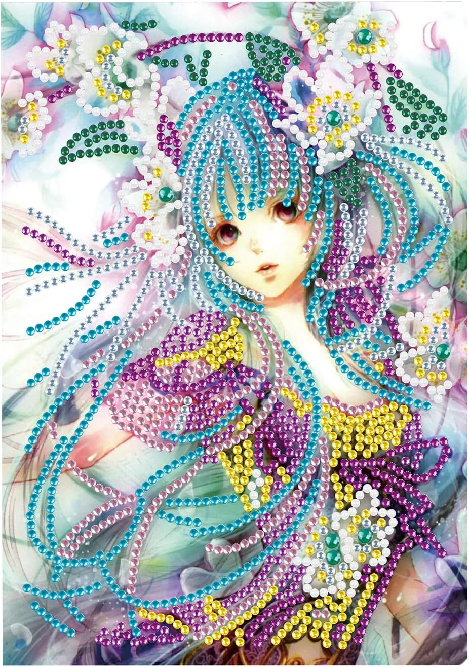 DCIDBEI Notebooks Diamond Painting Sketchbook A5 DIY Notebook A5 Blank Diamond Painting Notebook Embroidery Diary Book Flower Fairy Elf DIY Diamond Art Gifts Craft Set Adults