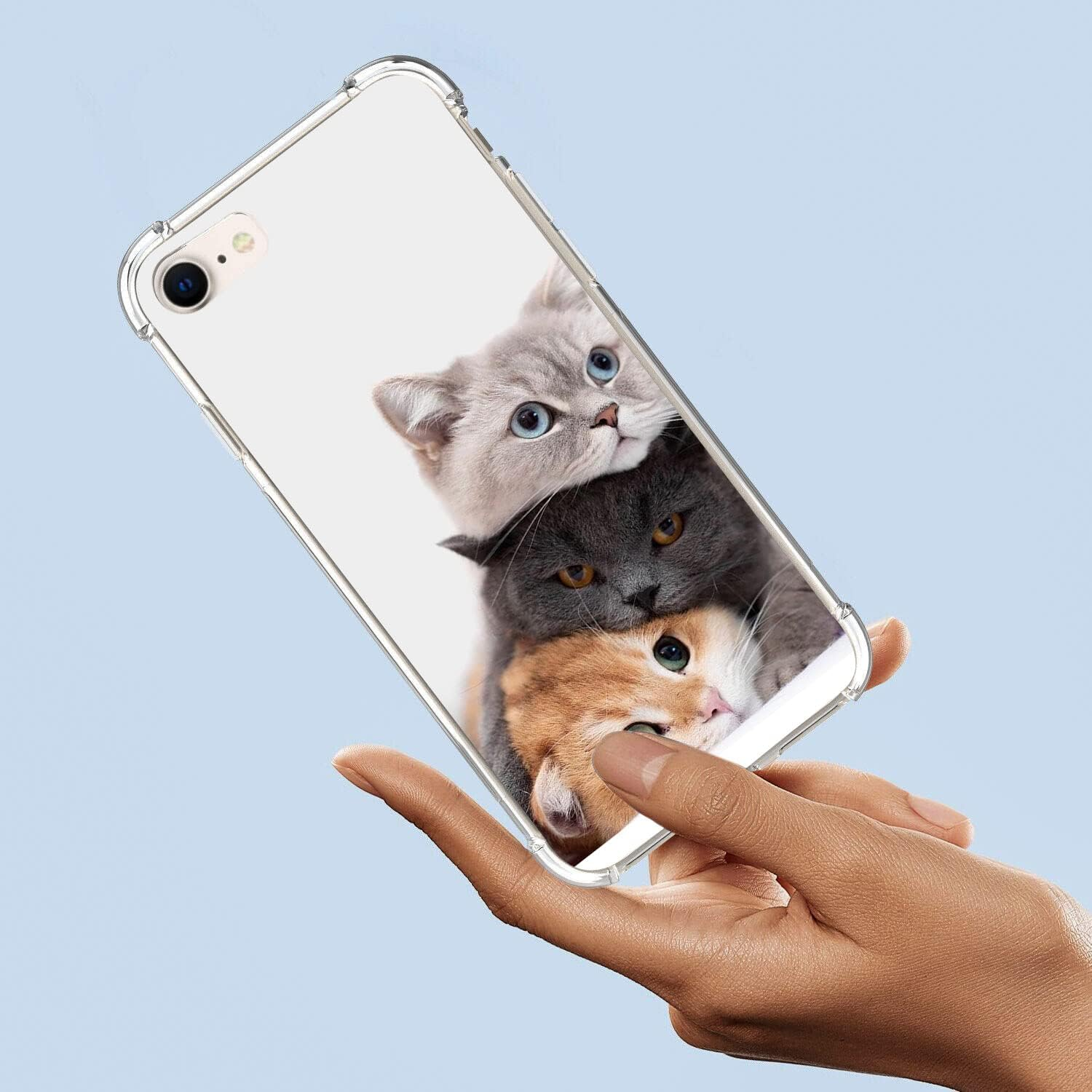 Iphone SE 3Rd Gen 2022 Case,Beaucov Brown Cute Cat Drop Protection Shockproof Case TPU Full Body Protective Scratch-Resistant Cover for Iphone SE 3Rd Gen 2022,SE 2020,Iphone 7 8 image number 5