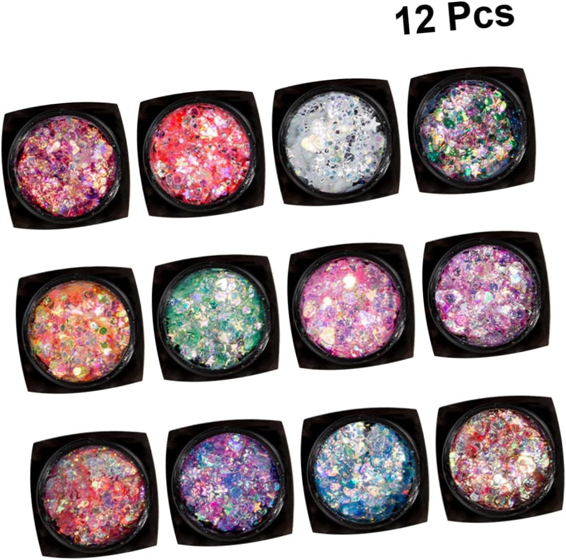 NOLITOY 2Pcs Sequined Body Gels Set Colors Brilliant Facial Body Decor for Makeup Manicure image number 1