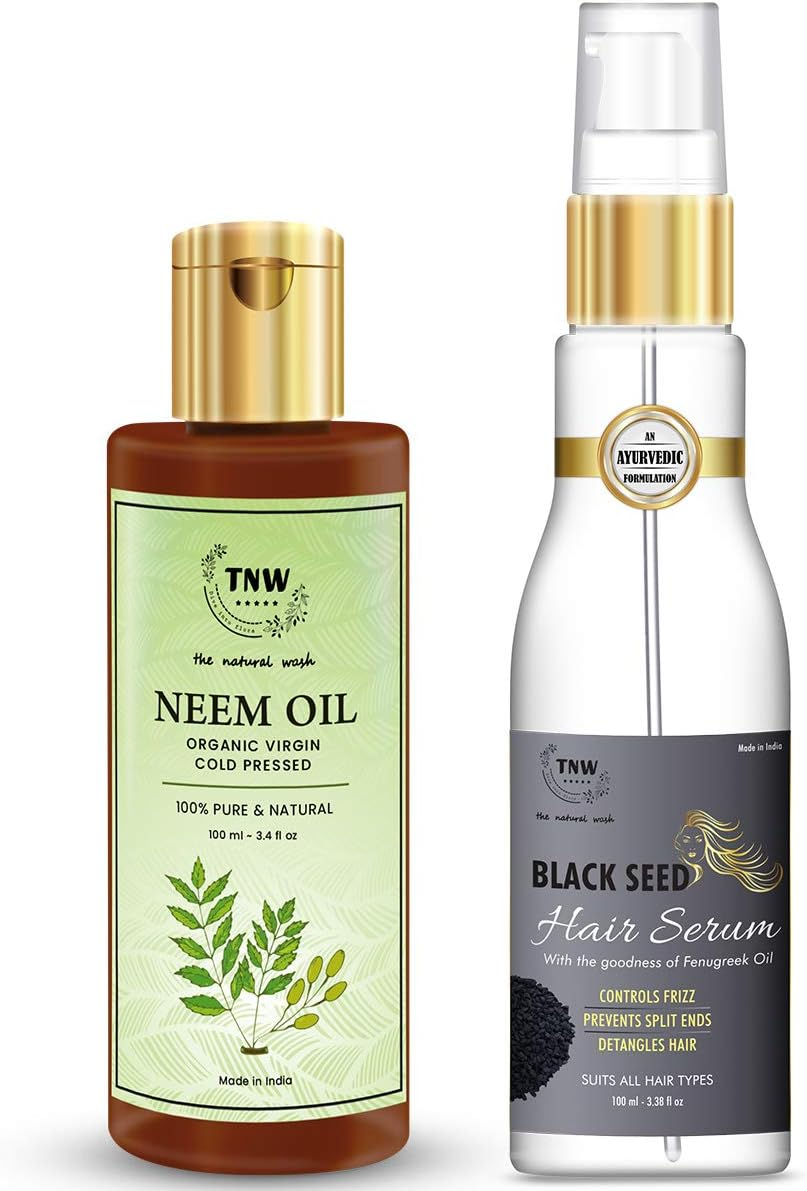 TNW-THE NATURAL WASH Dandruff Care Combo of Cold Pressed Neem Oil and Black Seed Hair Serum (All Natural, Chemical-Free) image number 3