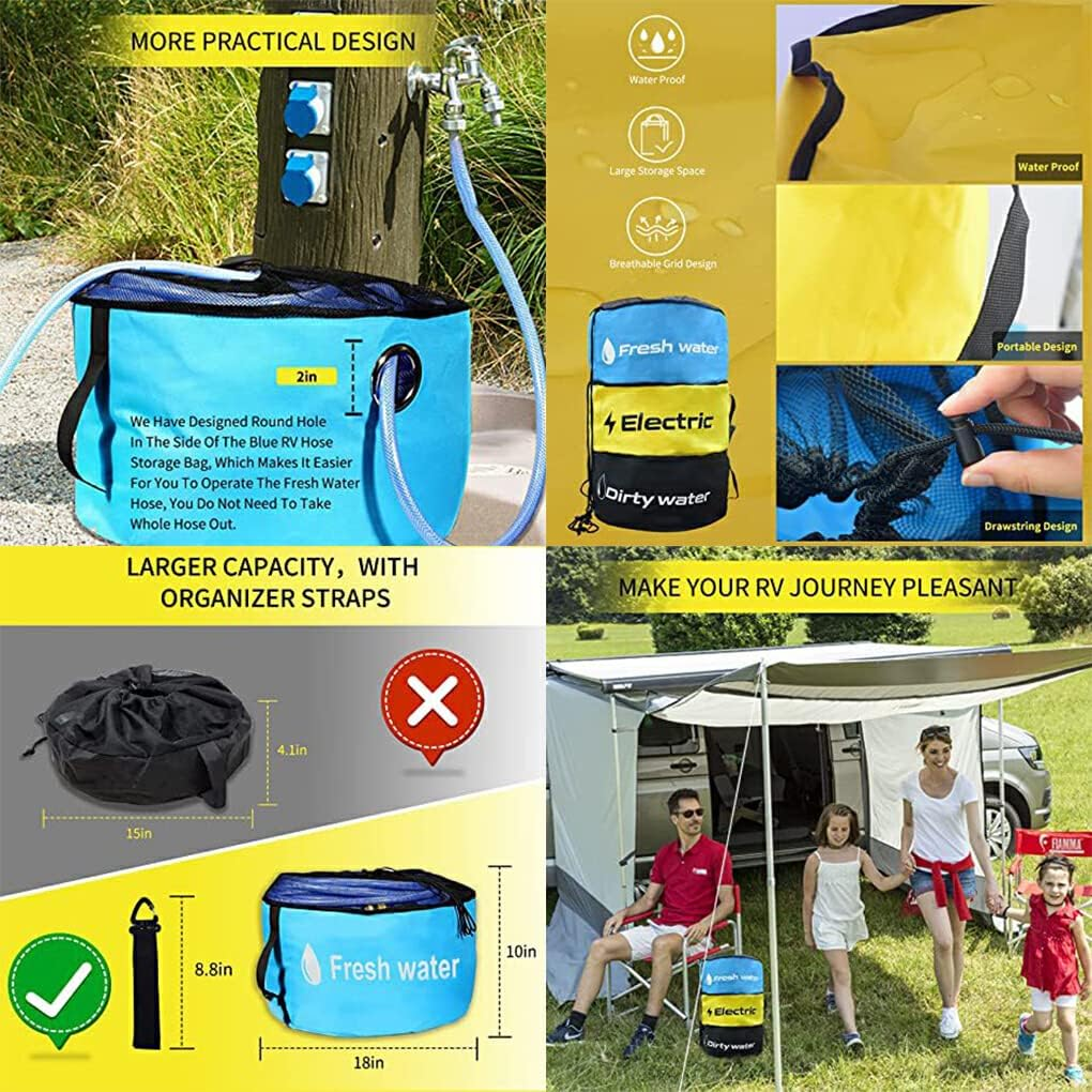 Rvs Caravans Motorhome Water Hose Fuel Storage Bag Indoor Breathable Drawstring Pouch Camping Sundries Cargo Organizer, Blue image number 1