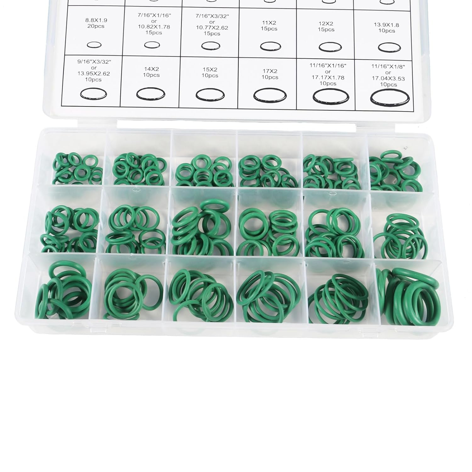 DIANN 270Pcs O Ring Kit Rubber 18 Sizes O-Ring Car Auto Vehicle Repair Air Conditioning Compressor Seals Assortment Kit image number 4