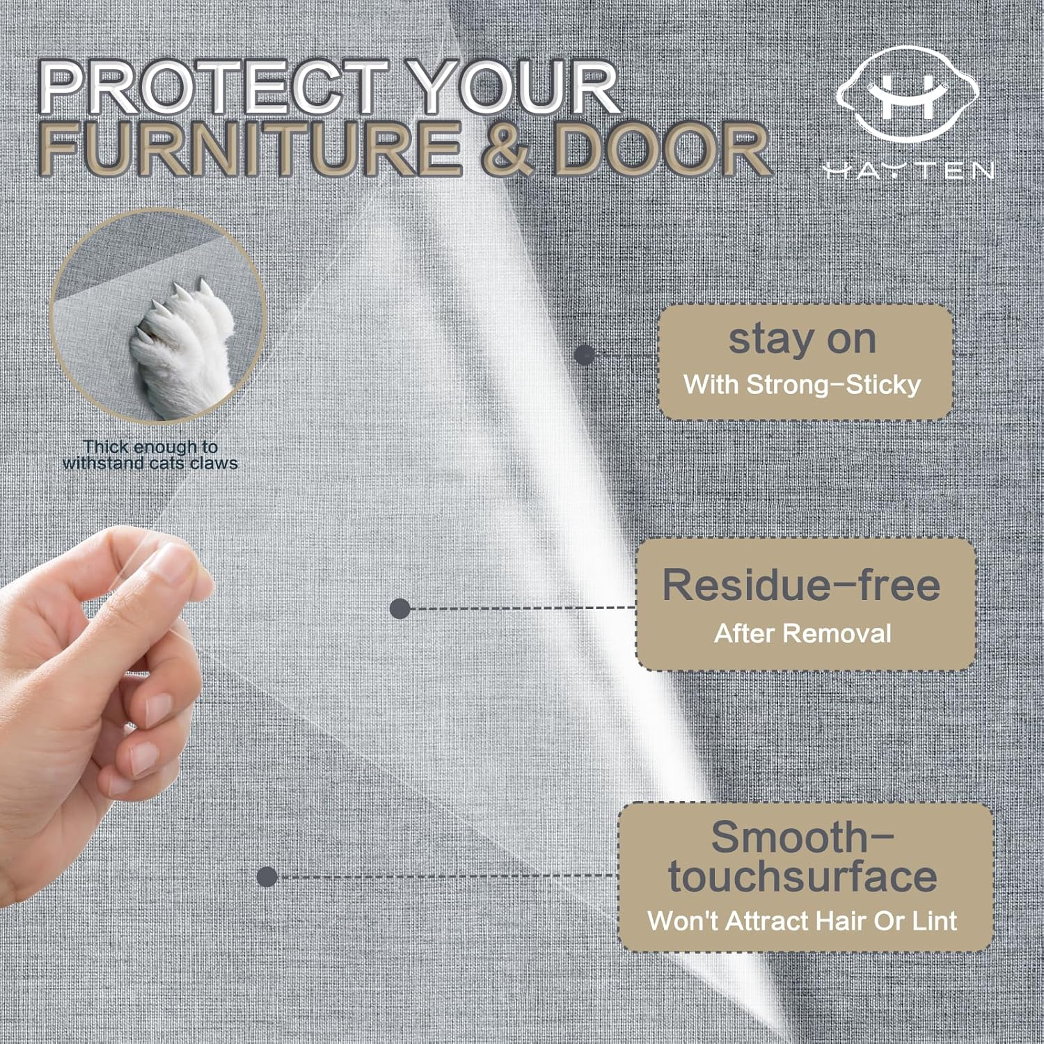 Hayten Cat Furniture Protector Tape 11.8"X118" anti Cat Scratch Protector Transparent Furniture Protection Film