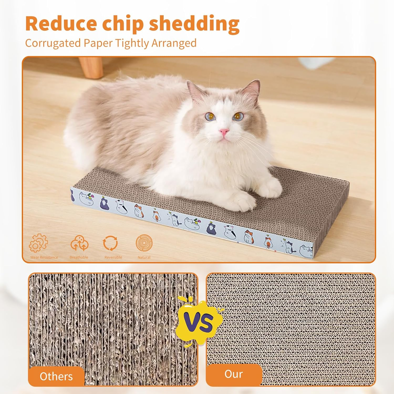 PETCUTE Cat Scratching Board, 3-In-1 Scratching Board for Cats with Premium Scratching Texture, Cat Scratching Board for Claw Care, Cat Scratching Mat, Scratching Board for Sleeping/Playing/Scratching image number 6