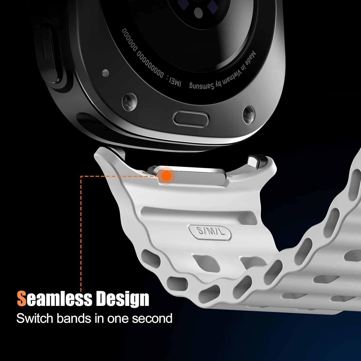 Getino Compatible with Samsung Galaxy Watch Ultra Bands 47Mm (2024/2025), Soft Ocean Silicone Sport Strap Women Men Replacement Accessory Fit for Samsung Galaxy Watch Ultra Band image number 1