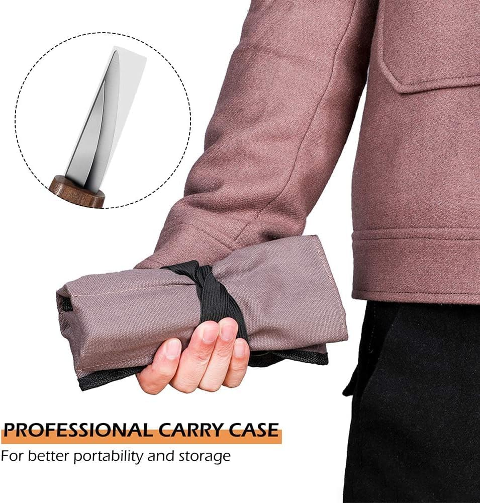 Fxvhojq 10Pc Wood Carving Knife Set Beginner Kit Convenient Tools Set Cut Resistant Gloves Spoon Carving Hook Knife, Wood Carving Whittling Knife, Chip Carving Detail Knife Sandpaper for Woodworking image number 3