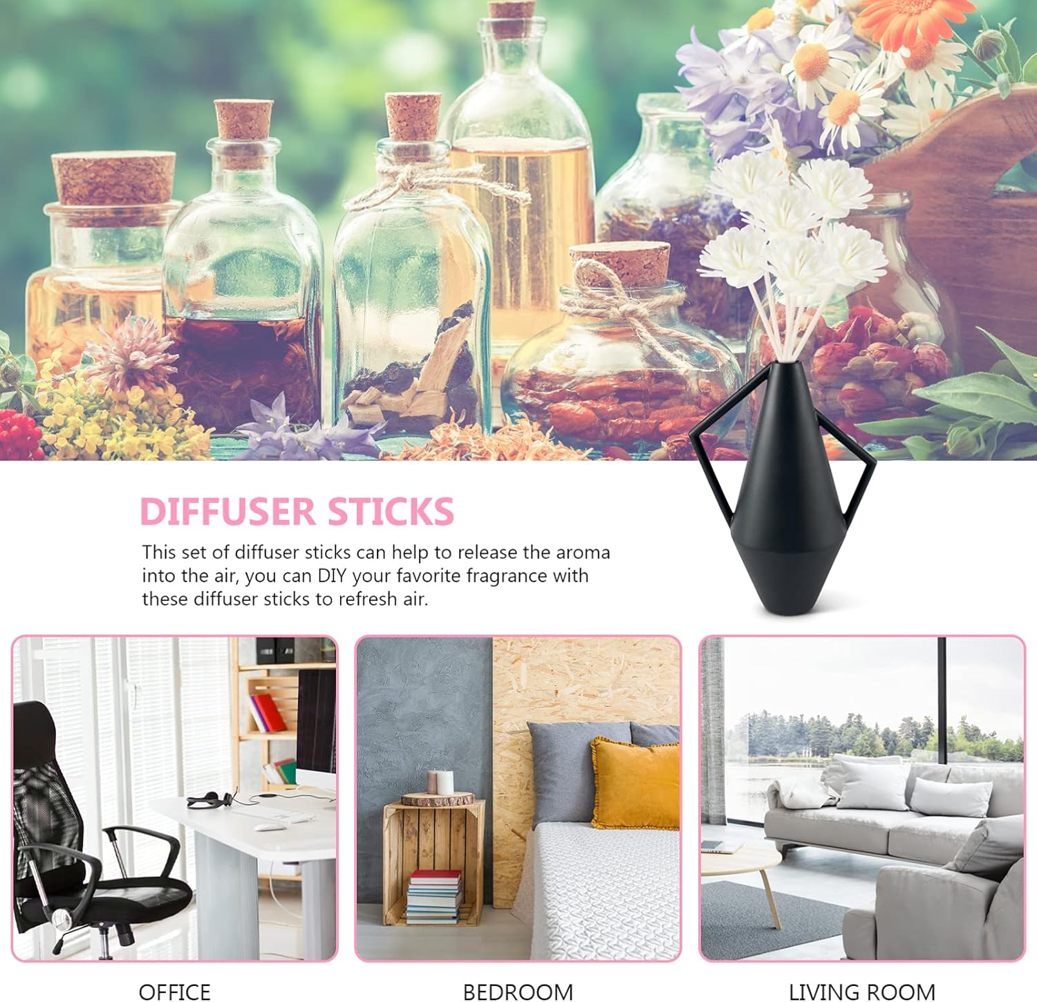 24Pcs Replacement Diffusing Sticks Aromatherapy Flowers Diffusers Essential Oil Sticks for DIY Air Freshener image number 3