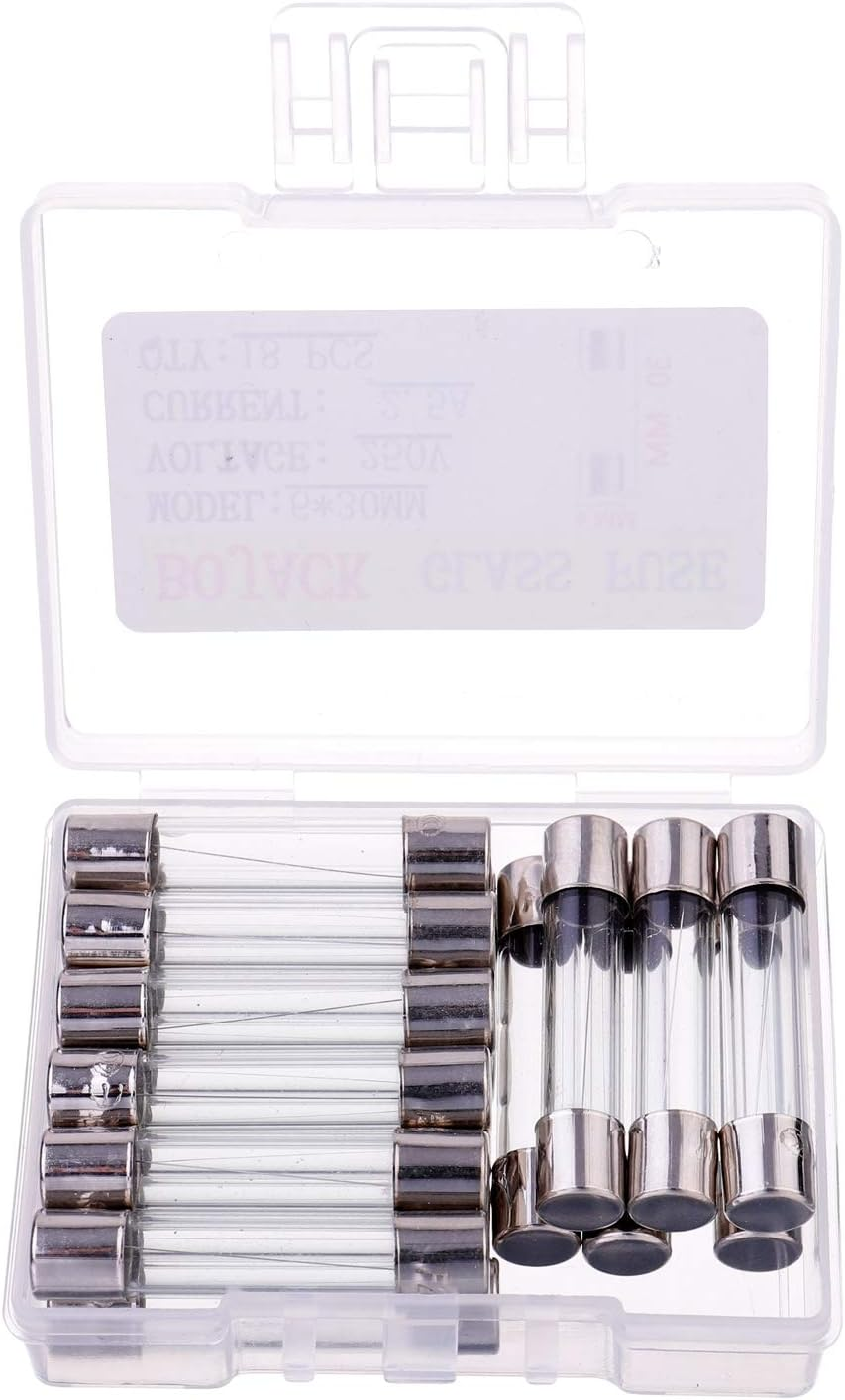 Bojack 6 X 30 Mm 2.5 a 250 V 0.24 X 1.18 Inch F2.5AL250V 2.5 Amp 250 Volt Fast-Blow Glass Fuses (Pack of 18) image number 2