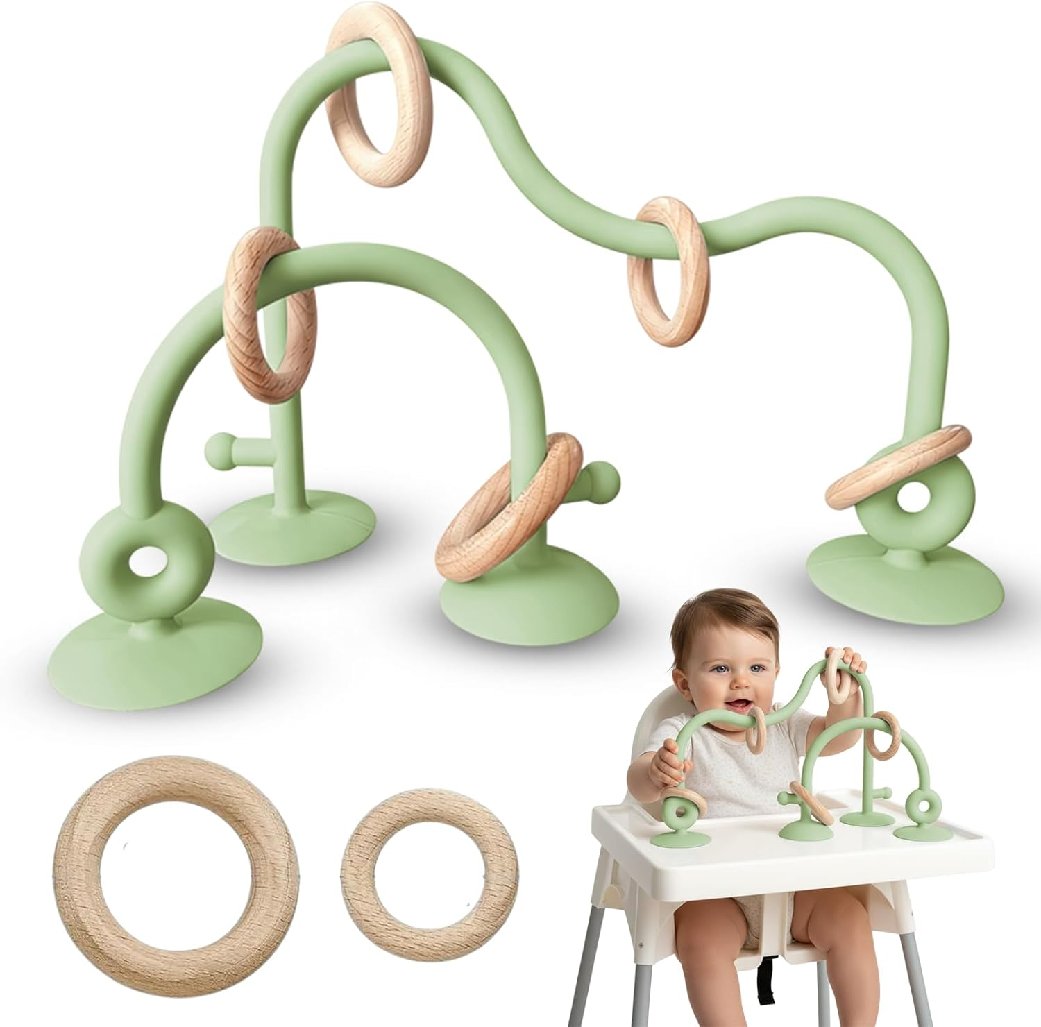 Sensory Highchair Suction Toy for Infant Toddlers 6 12 18 Months, Food Grade Silicone Montessori Educational Cognitive Development Parent-Child Baby Bath Toy | Bpa-Free | Food-Grade | Dishwasher Safe