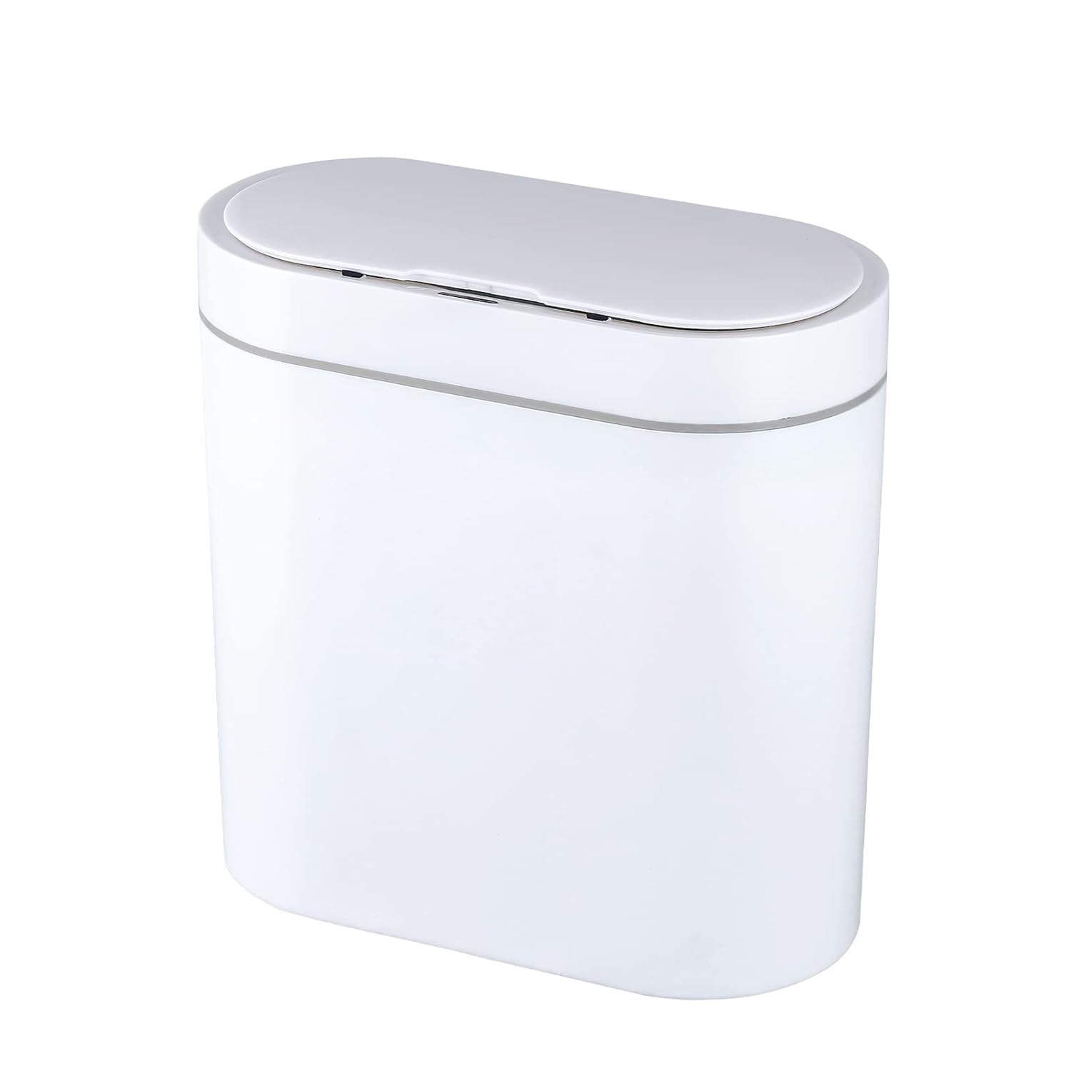 ELPHECO Bathroom Trash Can, 2.5 Gallon Waterproof Motion Sensor Small with Lids, 9.5 Liters Slim Plastic Narrow Automatic Bedroom Office , White image number 6