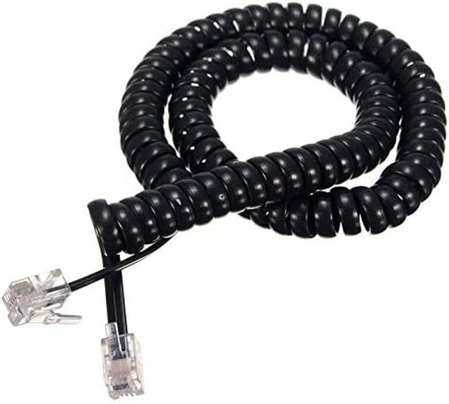 BE-TOOL 1 X Black RJ10 RJ9 4P4C Telephone Handset Headphone Cable Coiled Cord 2M/3M/5M image number 5