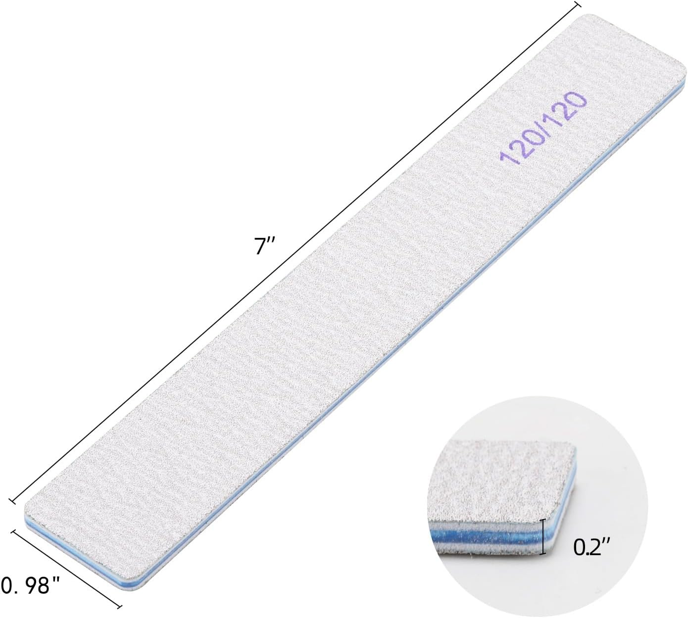 25 Pieces 120 Grit Rectangle Nail Files for Acrylic Nails and Natural Nails, Reusable Nail Buffers Double Sided Emery Boards Manicure Tools image number 6