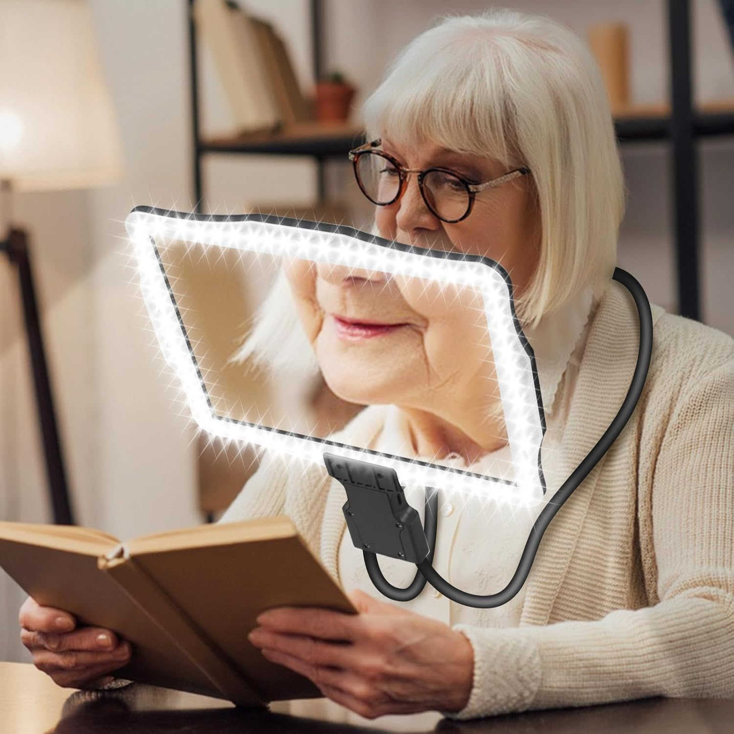 10X Large Magnifying Glass with Light for Reding,Book Page Hands-Free Magnifier with 50 Led Light Neck-Wear Flexible Gooseneck Magnifying Glass for Elderly,Close Worker,Embroidery,Sewing,Crafts image number 4