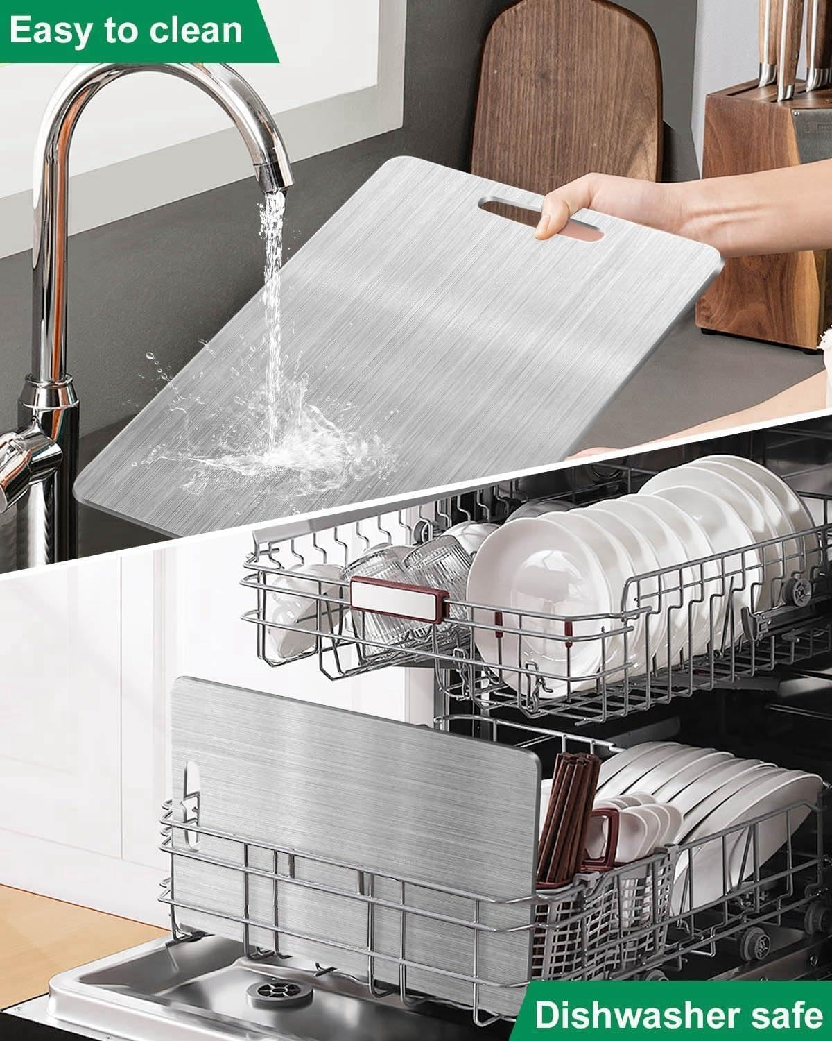 Titanium Cutting Board-Stainless Steel Cutting Board,2024 New Upgrade Double Sided Food-Grade Titanium Board,Dishwasher Safe Ideal for Cutting Boards for Kitchen (34&times;23Cm) image number 5