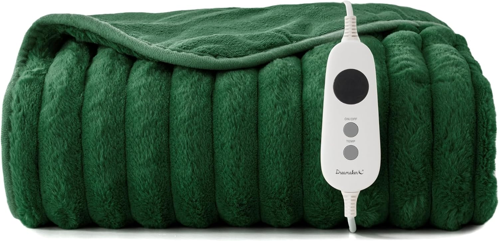 Dreamaker Chunky Embossed Plush Fleece Electric Heated Throw Blanket 200X180Cm Warm Flannel Reversible Rug Energy Efficient Overheat Protection 9 Heat Settings Extra Long Cord Controller- Mustard Gold