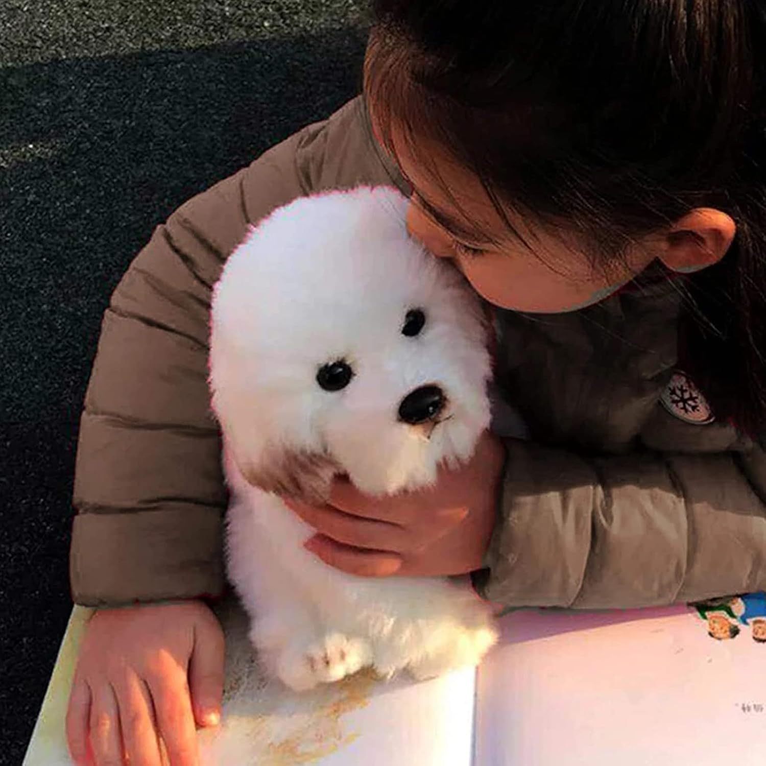 14" Realistic Plush Maltese Dog, Stuffed Animal Puppy Dog Toys, for Kids and Adult Birthday, White image number 1