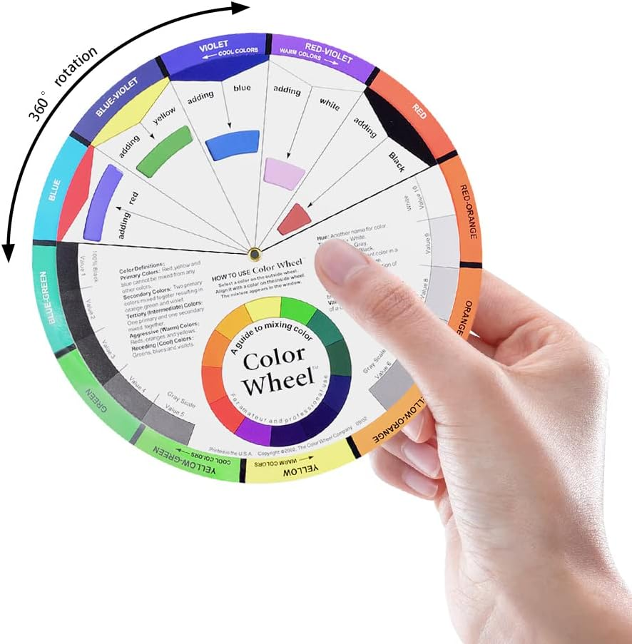 3 Pieces Creative Color Wheel, Pocket Guide on Color Mixing, Art Class Teaching Tool Color Wheels for Makeup Blending Board (5.5Inch)