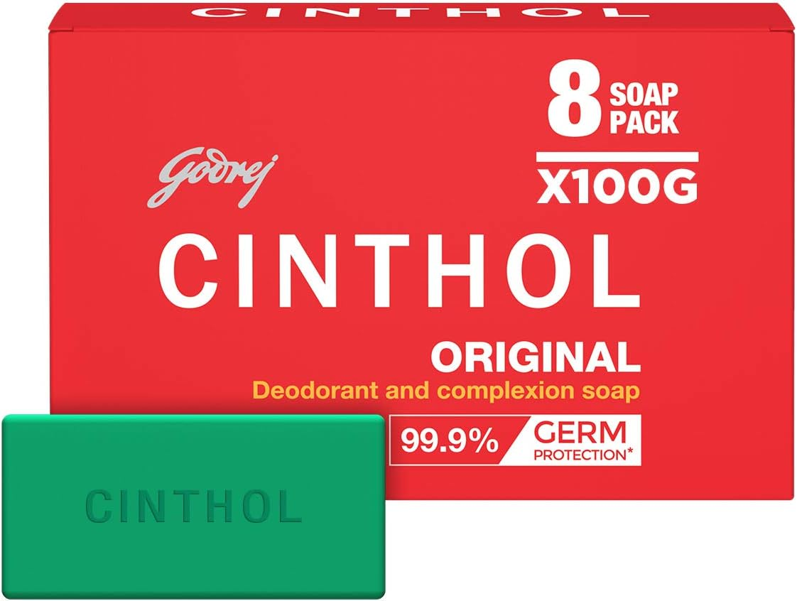 Cinthol Original Bath Soap - 99.9% Germ Protection, 100G (Pack of 8) image number 3
