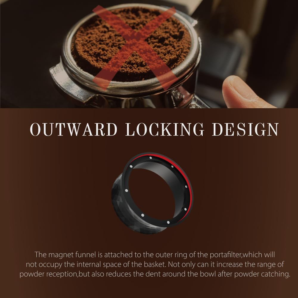 KYONANO 58Mm Magnetic Dosing Funnel, Espresso Coffee Dosing Ring, Compatible with All 58Mm Portafilter, Espresso Accessories for Barista, Home, Cafe