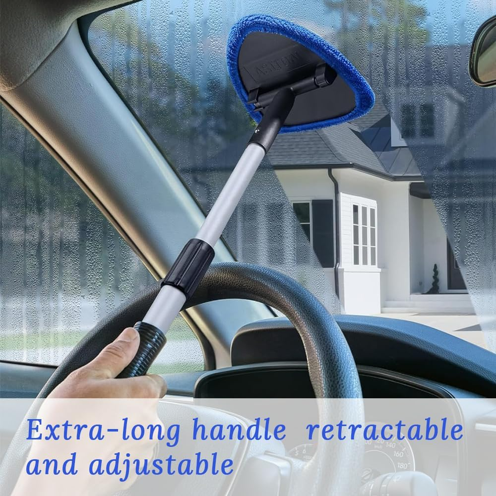 Windshield Cleaning Supplies, Cleaning Supplies, Window Cleaner Wiper Tool with Retractable Handle, Auto Glass Cleaning for Car Detailing, Truck, SUV, RV and Home Windows (Blue) image number 4