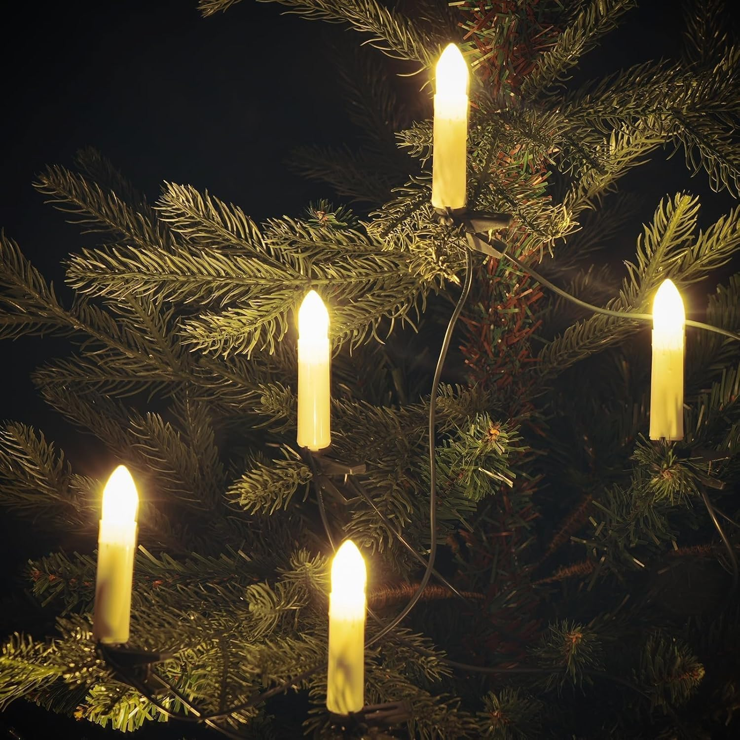 Holdonelight LED Christmas Tree Candles with Clips, 40 Leds, Warm White, 8 Modes, USB Timer, Dimmable, Indoor and Outdoor Use (40 Leds, 13 M Long, Warm White) image number 1