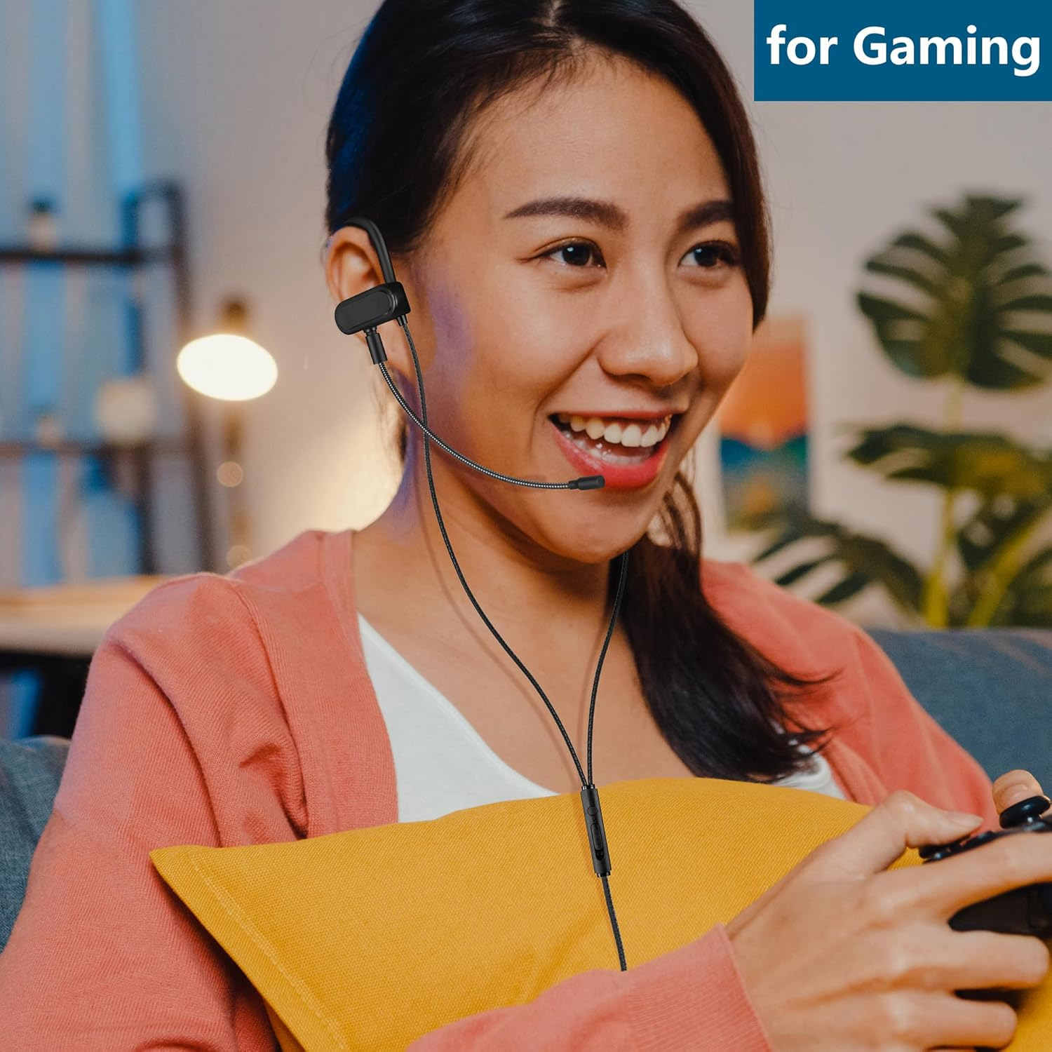 Wired 3.5Mm In-Ear Earbuds Headphones with Wrap-Around Hooks, Gaming Headset & Boom Mic for Mobile & PC, Xbox Series X/S, Xbox One, PS5, PS4, Playstation, Switch [Lightweight & Secure Fit] image number 3