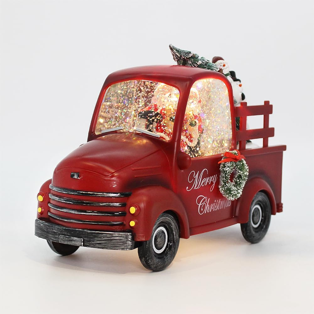 Christmas Musical Red Truck Water Lantern with Swirling Confetti LED Lights image number 3