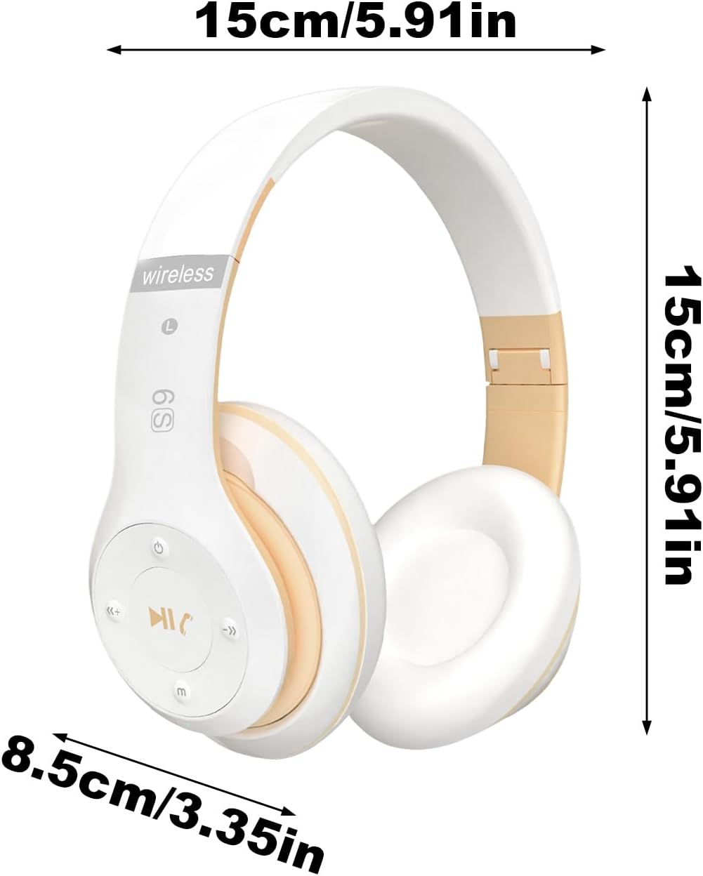 Rronnoy over Ear Headphones - Wireless Noise Cancelling - over Ear Wireless Headsets - Long Playtime for Home, Office, School, Vacation, Study, Work, Fitness, Conference, Sports - Platinum image number 2