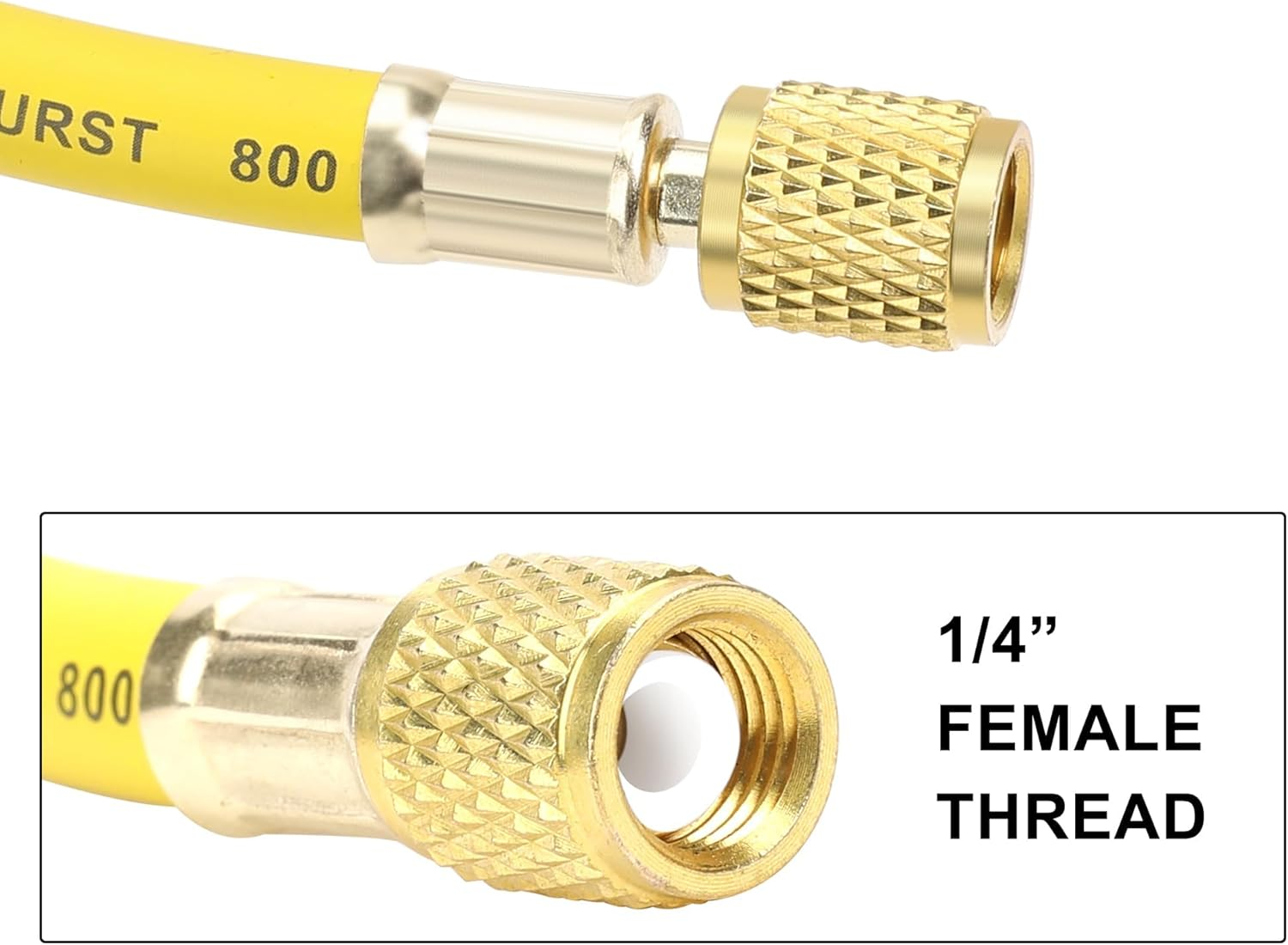 AC Refrigerant Hose, 60 Inch HVAC Charging Hose with 1/4&rdquo; SAE Flare, 800 PSI Working Pressure for Air Condition System image number 4