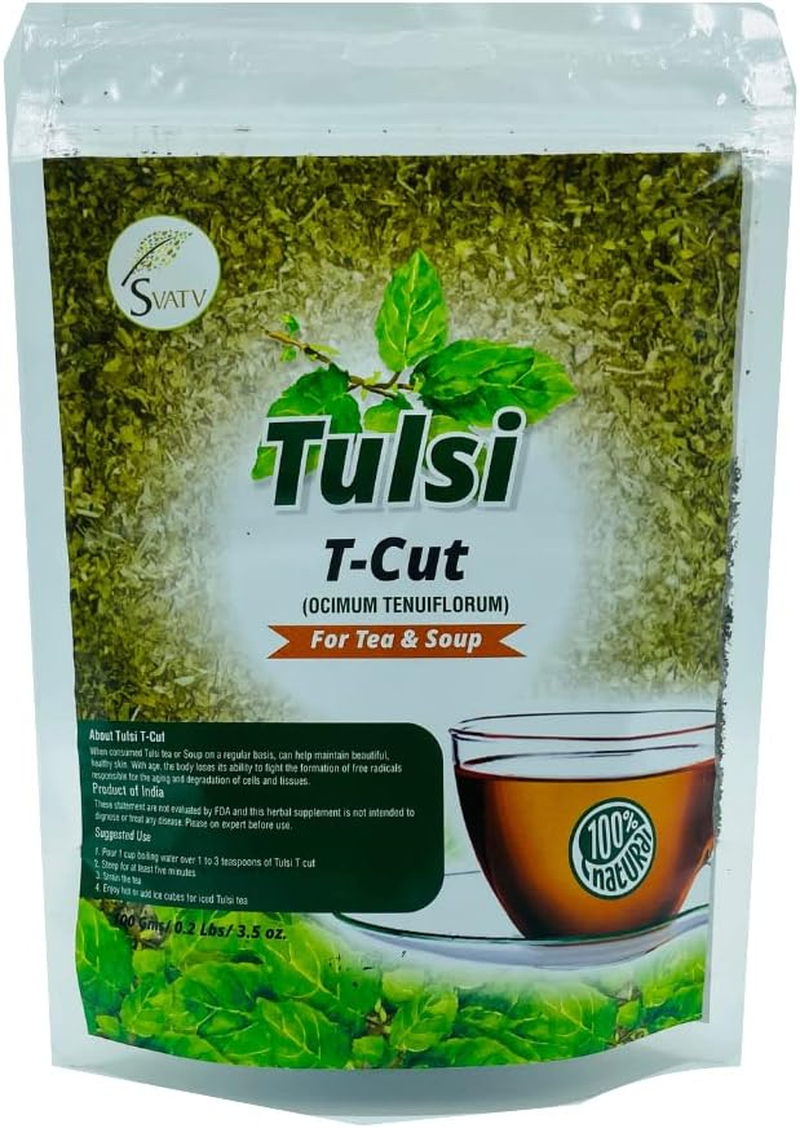 SVATV Herbal Tusli Loose Tea Leaf | Holy Basil Tea | Immune Support | Healthy Inflammatory Response | Rich Antioxidants - 100G, 3.52 Oz, 0.22 Lbs image number 1