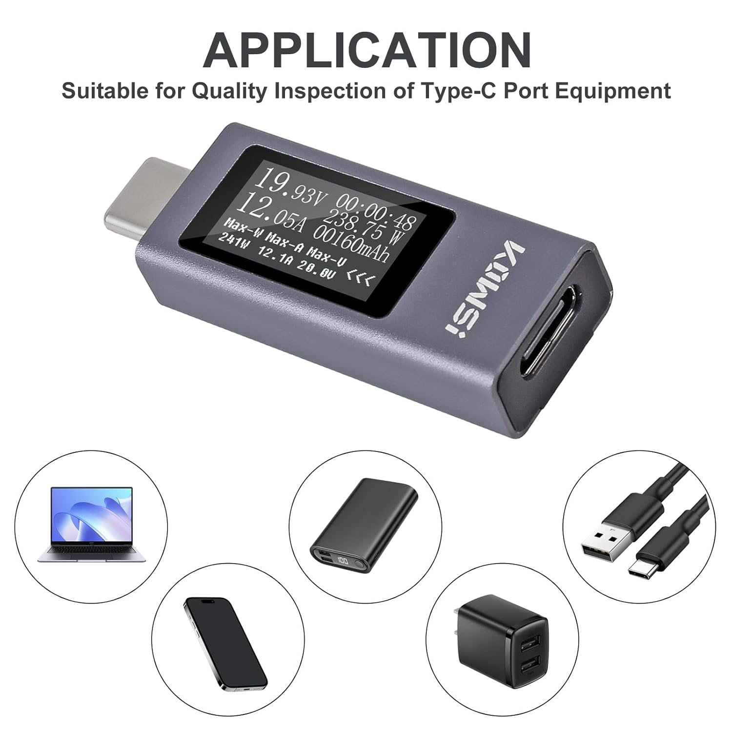 QCCAN Type-C Tester Power Meter, 4-30V 0-12A Digital Multimeter, OLED Large Screen Type-C Interface Voltage and Current Tester Meter, Tester for Charger Power Bank Capacity Detector image number 4