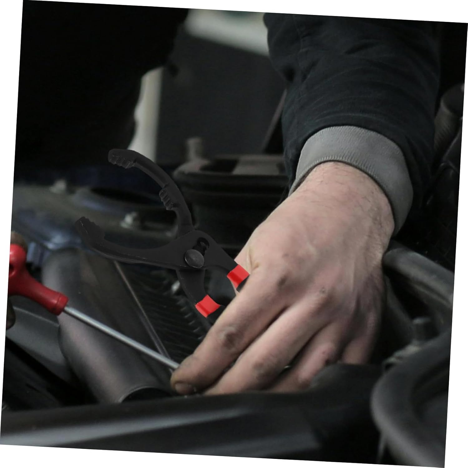 TINEASUR Adjustable 10-Inch Oil Filter Wrench Pliers Fuel Filter Remover Tool with Serrated Jaw for Automotive Engine Oil Change Maintenance image number 3