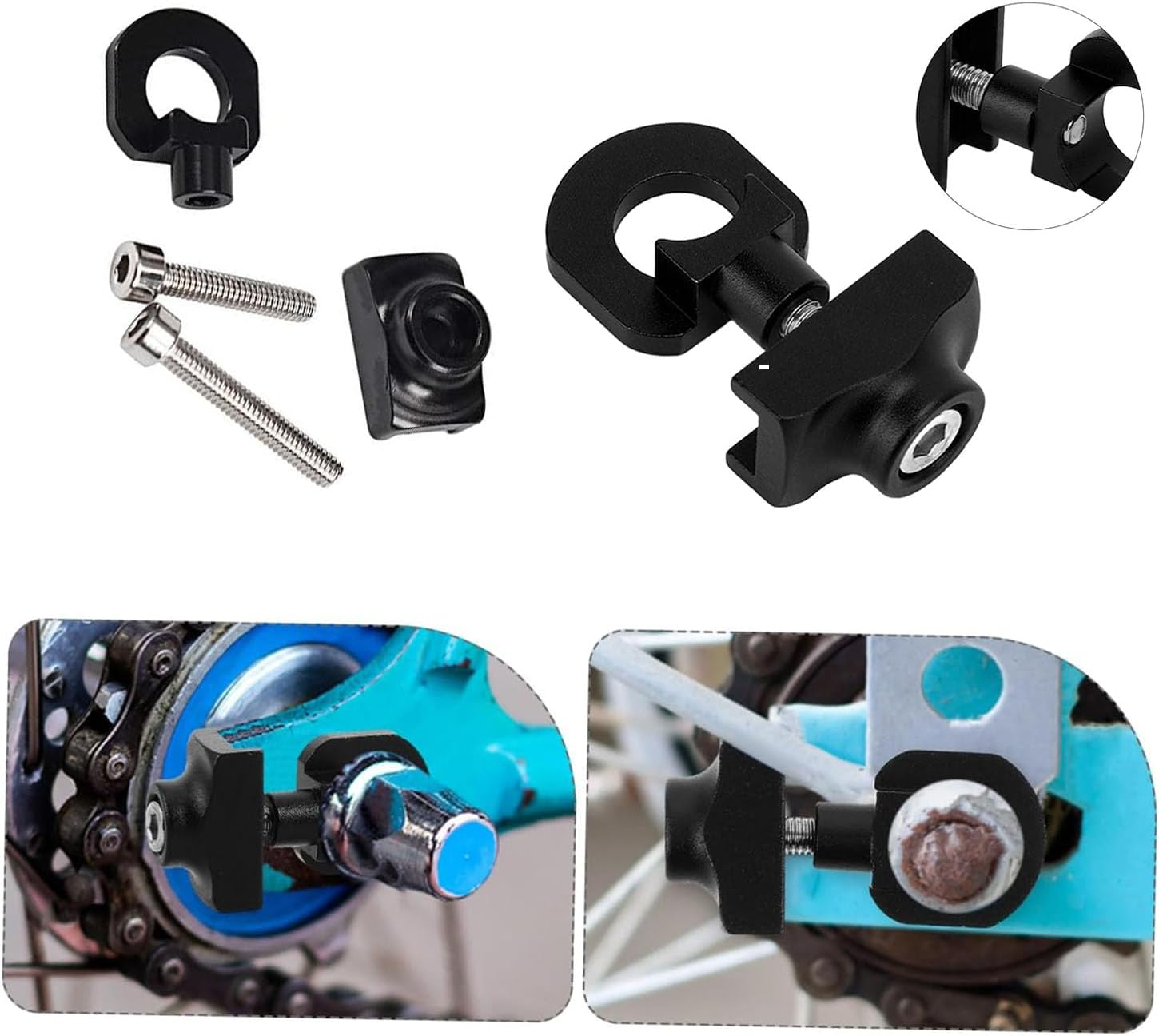 2 Sets Bicycle Chain Tensioner with Tools Bicycle Chain Adjuster for BMX Single Speed Bikes Gear Bicycles 10Mm Bicycle Rear Axle Bicycle Accessories Single Speed Bicycle Chain Tensioner