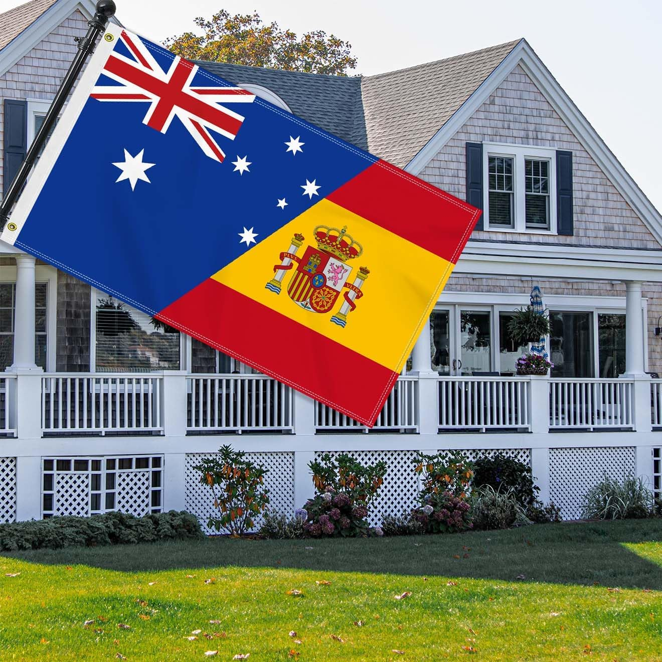 Large 3&times;5 FT Spain Australia Friendship Flag, Big Spanish Australian 150D National 2 in 1 Outdoor Banner,Decorgarden with Brass Gromment image number 4