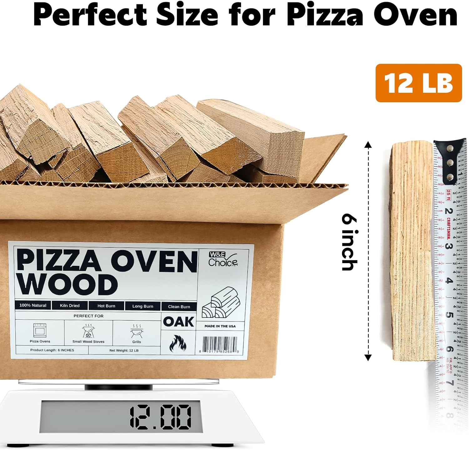 W&E Choice Pizza Oven Wood 12LB Kiln Dried Pizza Oven Cooking Logs 6-Inch Oak for Oven, Solo Stove, Camping Stove, Grill Wood Stick from USA image number 6