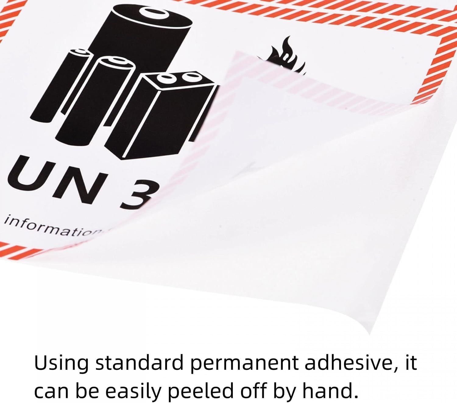 Hybsk UN3481 Labels 4.7 X 4.3 Inch Lithium Ion Battery Transport Caution Warning Labels 50 Pcs Adhesive Shipping Labels (UN3481) image number 2