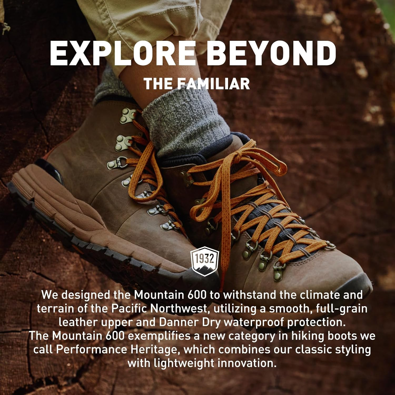 Danner Mountain 600 Waterproof Hiking Boots for Men - Lightweight, Durable Upper, Breathable Lining, Triple-Density Footbed & Vibram Traction Outsole, Java/Bossa Nova - 11.5 D