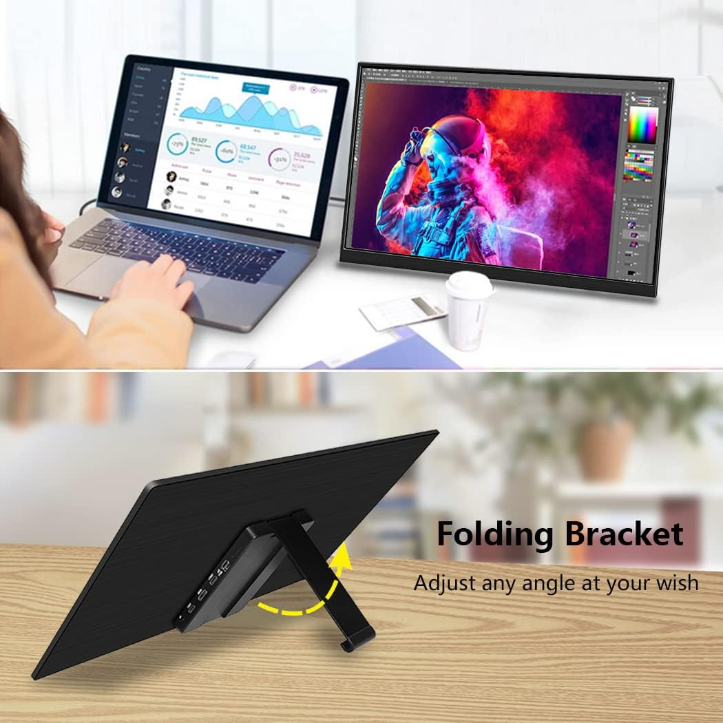 4K Portable Monitor, 14 Inch Portable Monitor USB C, 10-Bit Adobe 95% HDR Game Monitor with USB C/Hdmi/Mini DP Compatible with Game Console/Pc/Surface image number 1