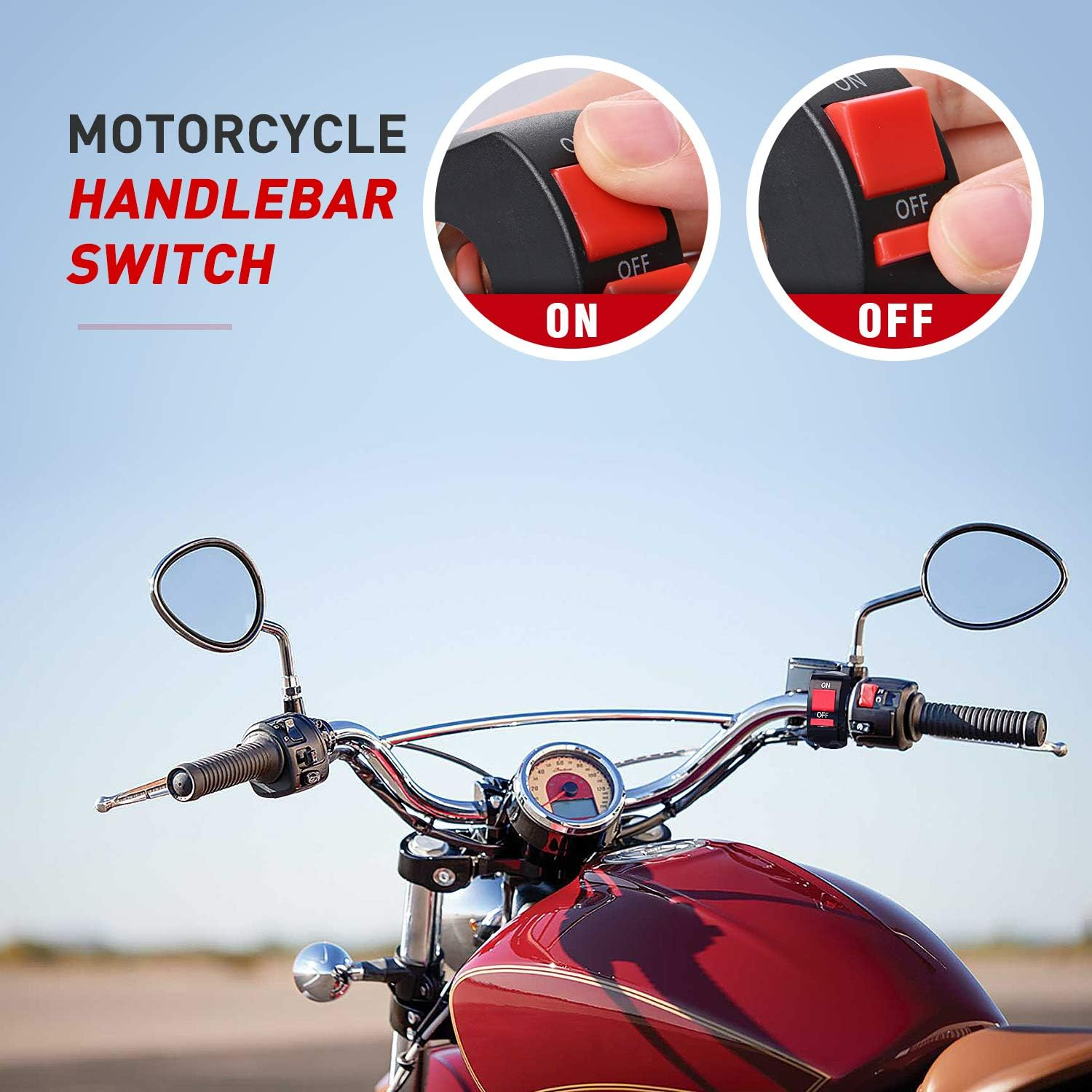 Nilight LED Light Bar Wiring Harness Kit Motorcycle Handlebar Switch 16AWG 2 Leads 12V on off Push Button Switch for Motorcycle ATV UTV Driving Lights 7/8Inch (10045W) image number 5