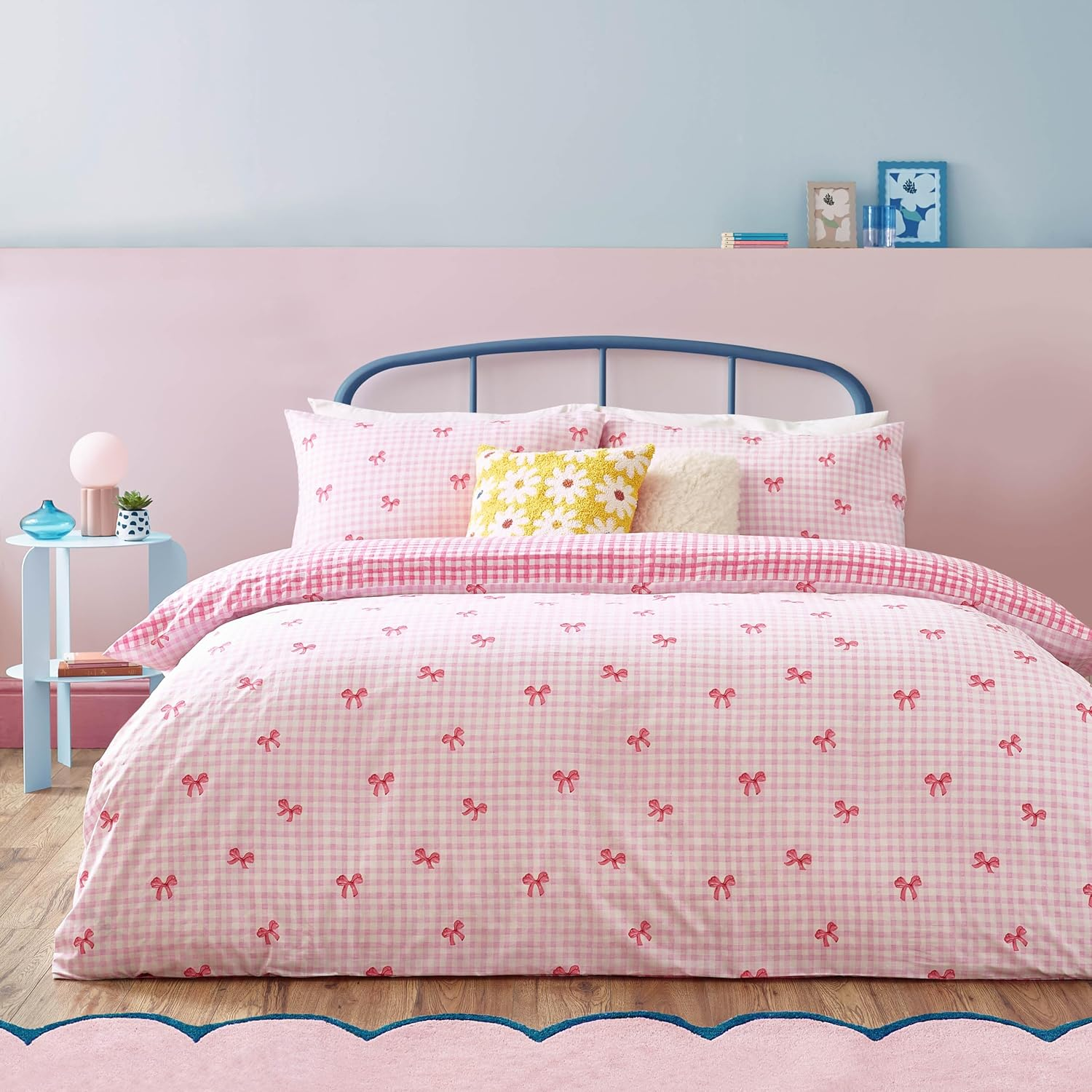 Heya Home Gingham Bows Printed Duvet Set - Pink - King