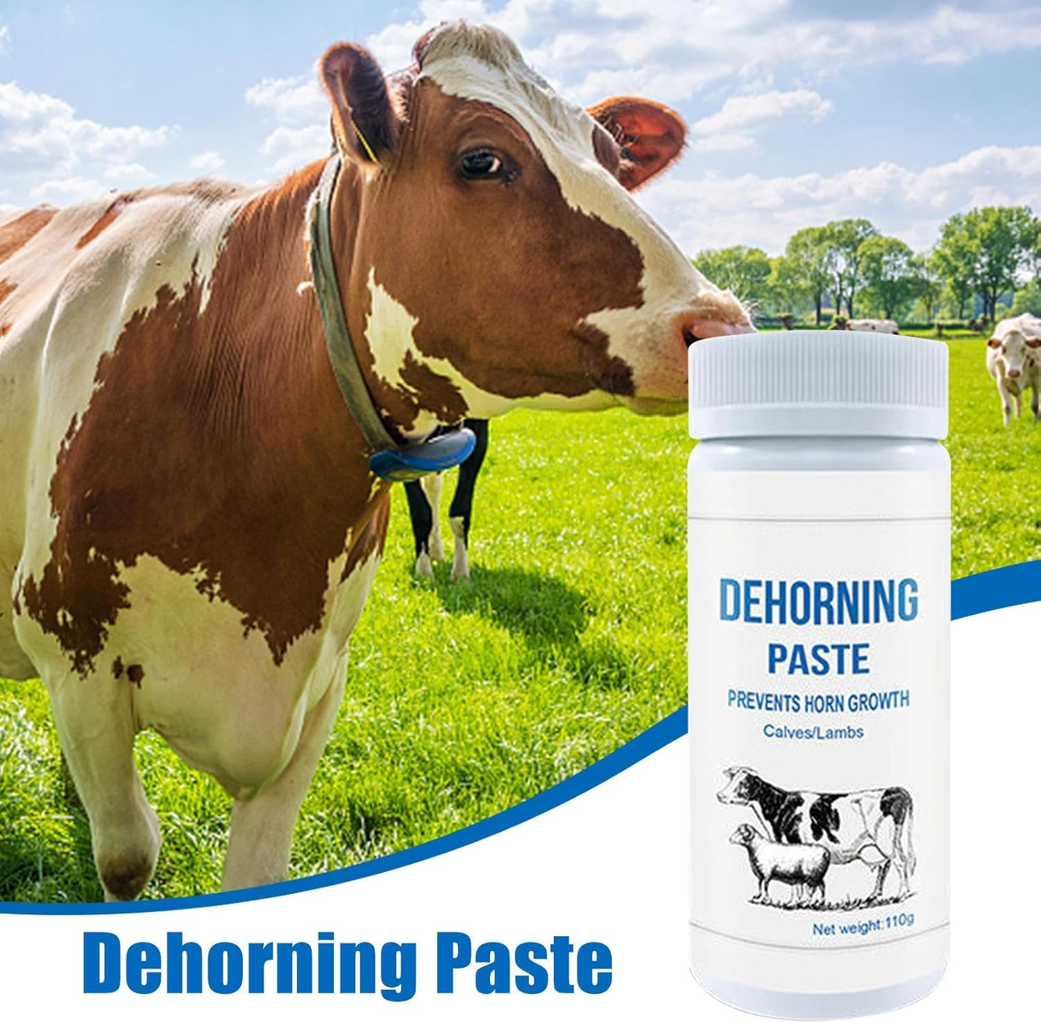 Cattle Dehorner, Cattle Dehorner Paste Dehorning Cream, Calf Cow Solution Horn Removal Paste,Supplies Dehorner Paste for Cows, Natural Quick Dehorning Supplies for Goats Cattle Sheep and Other Animals image number 6