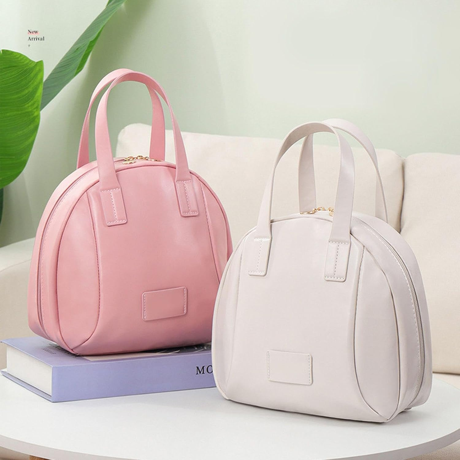 2-Piece Makeup Bag, Simple Coloured Hand Makeup Bag, Multifunctional Storage Bag with Large Capacity, Storage Bag for Women Organisation and Comfortable Travel Bags image number 5