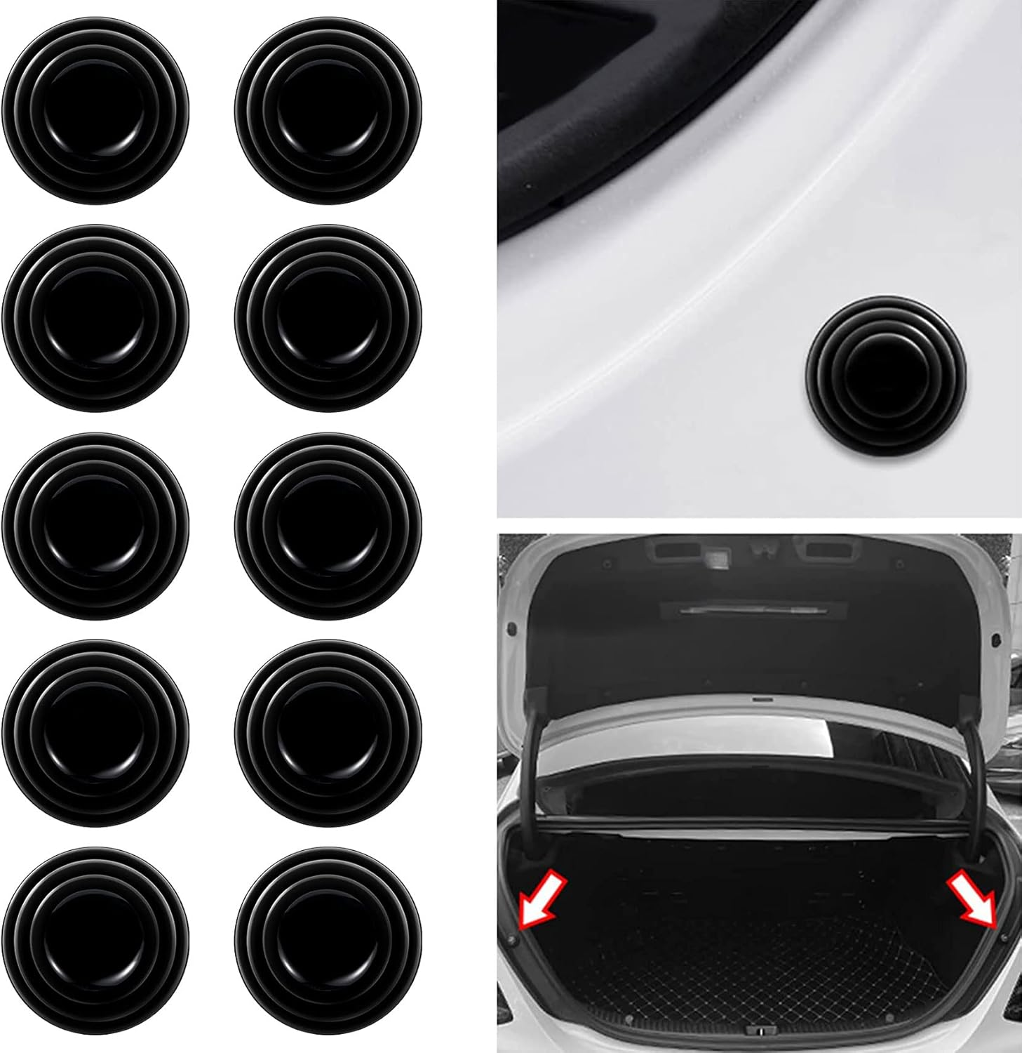 Deemars 10PCS Car Door Shock Absorber Protector, Sound Insulation and Anti-Collision Pad, Car Exterior Buffer Protector, Automotive Door Entry Guard Auto Accessories Universal for Most Cars
