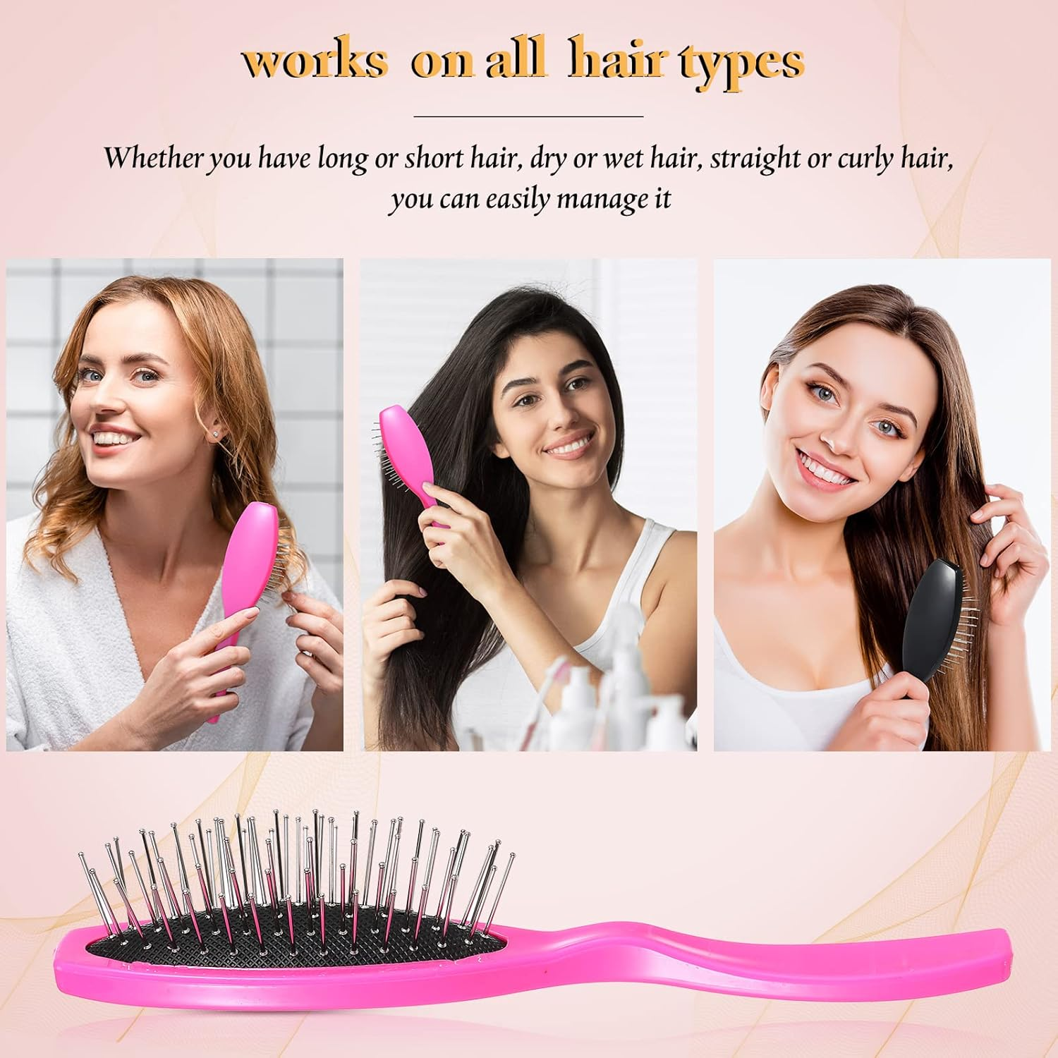 2 Pcs Wig Hair Brush Set - Stainless Steel Wire Brush for Synthetic Wigs, Hair Extensions for Women and Girls image number 2