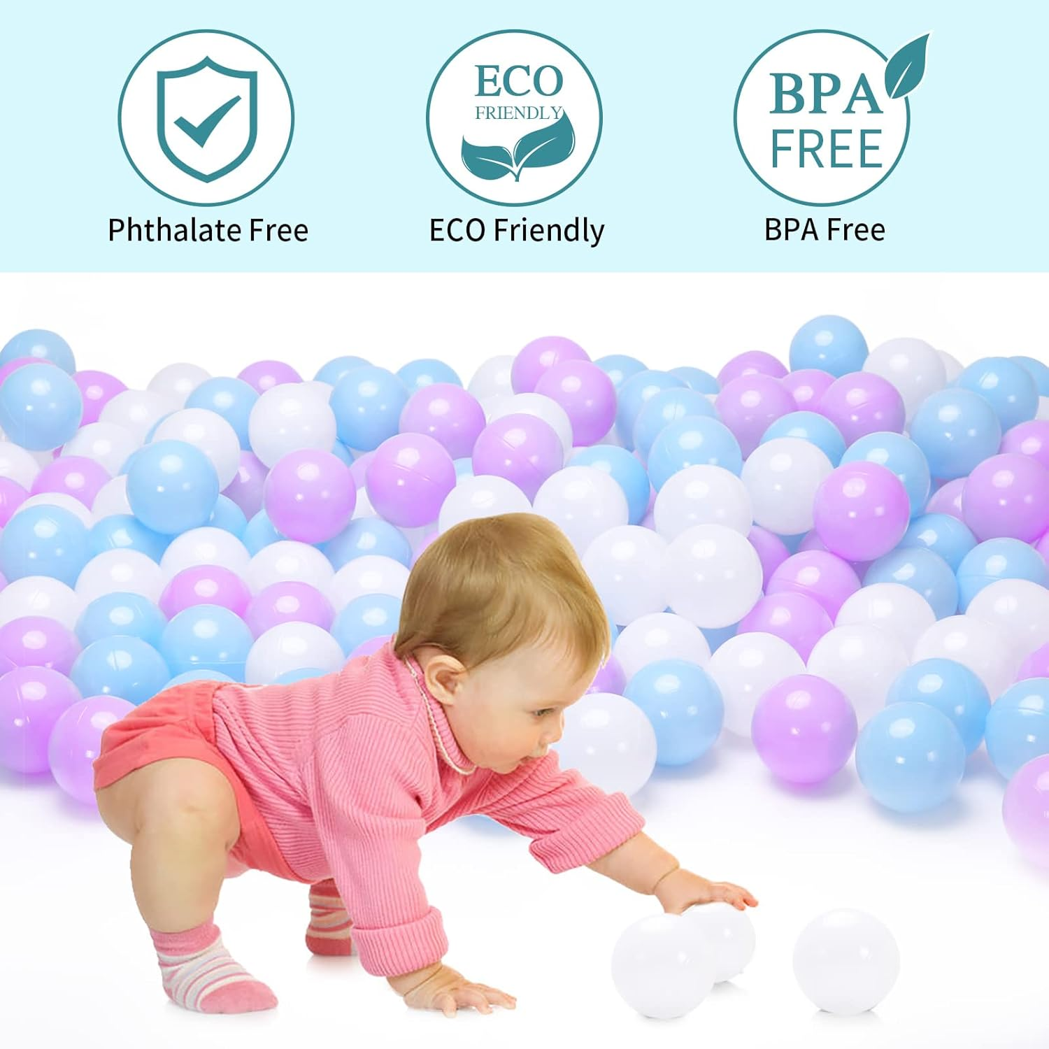 STARBOLO Star Ball Pit Balls for Toddlers -100Pcs Star Phthalate Free BPA Free Non-Toxic Crush Proof Play Balls Play Tent Pool Playhouse Playpen Party Decoration. image number 3
